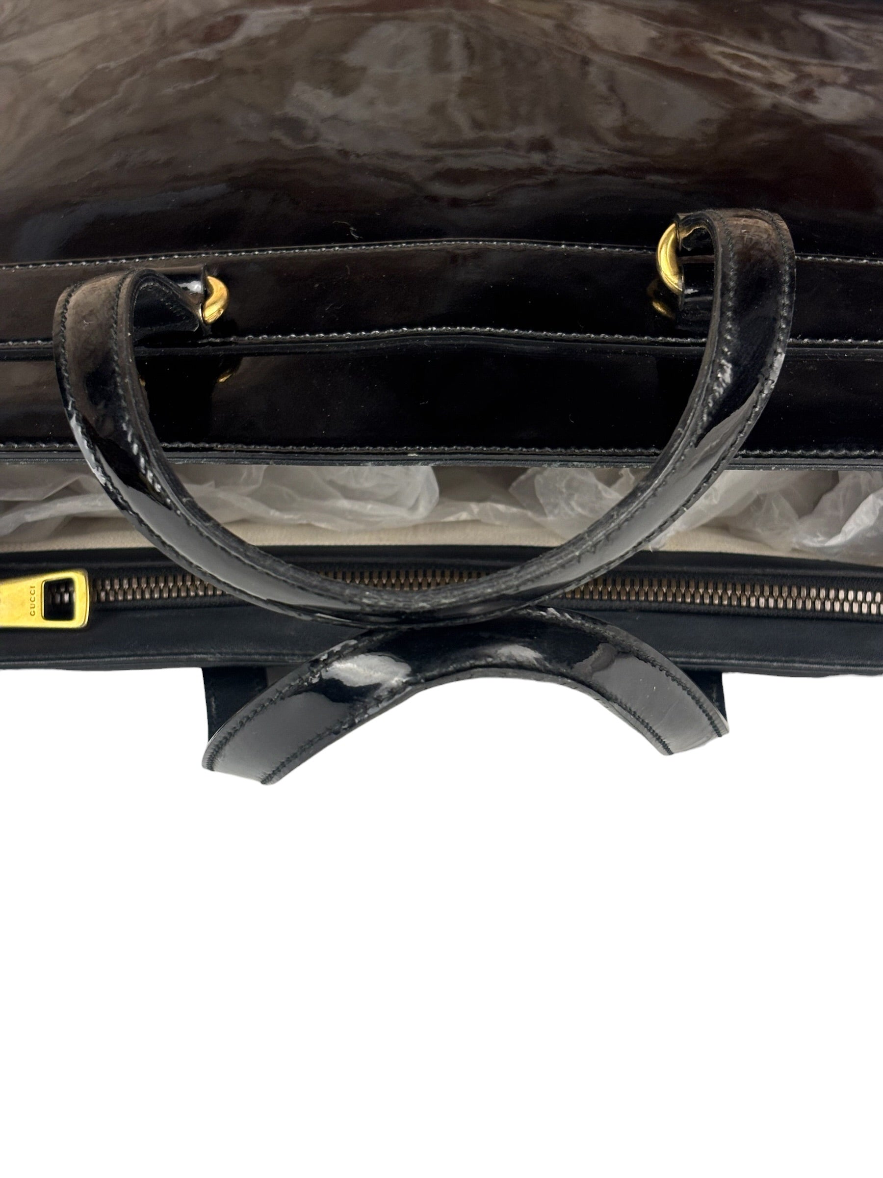 Gucci Vintage Black Patent Leather Tote