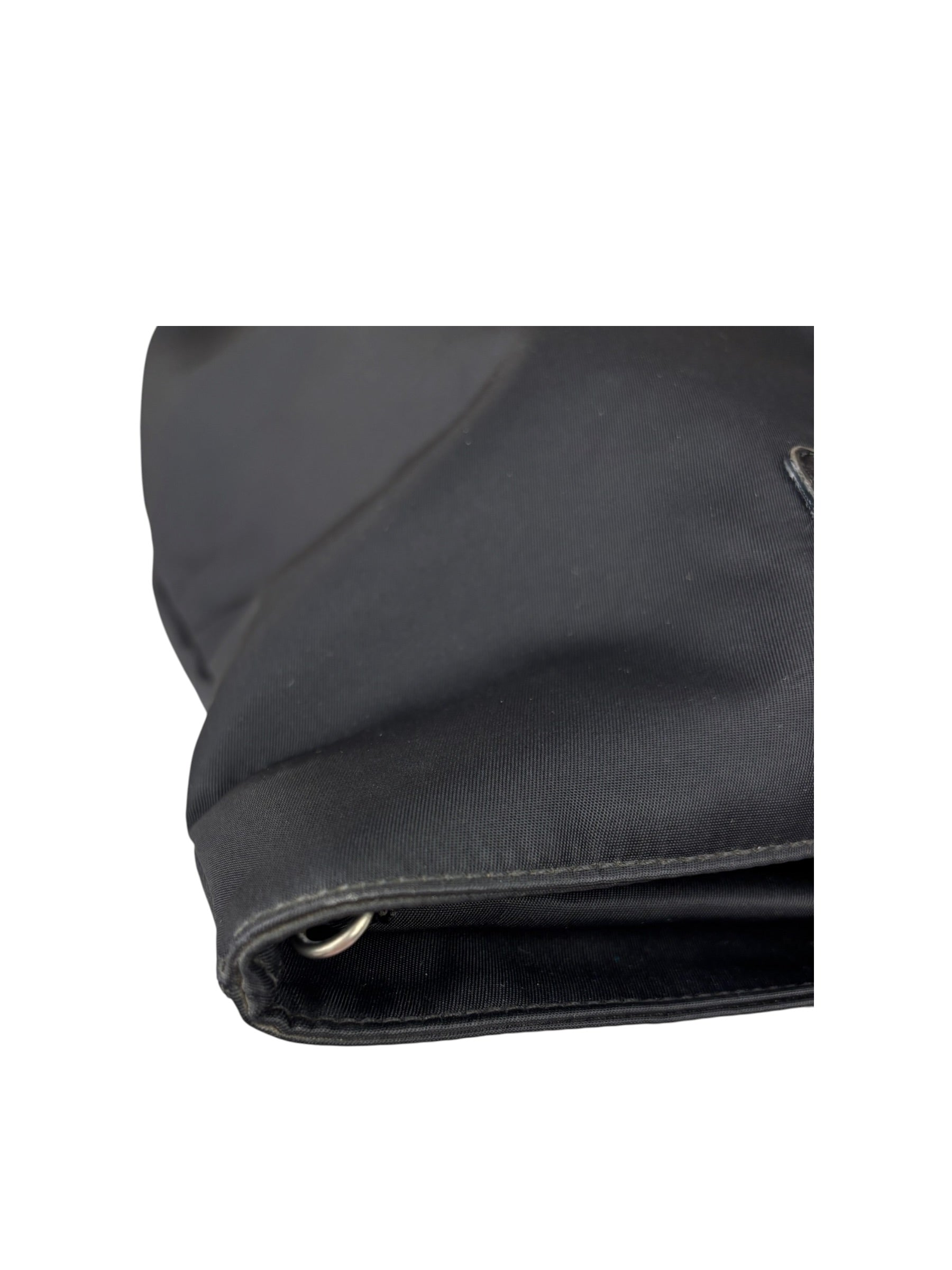 Fendi Vintage Black Nylon Leather Trim FF Roll Tote Bag