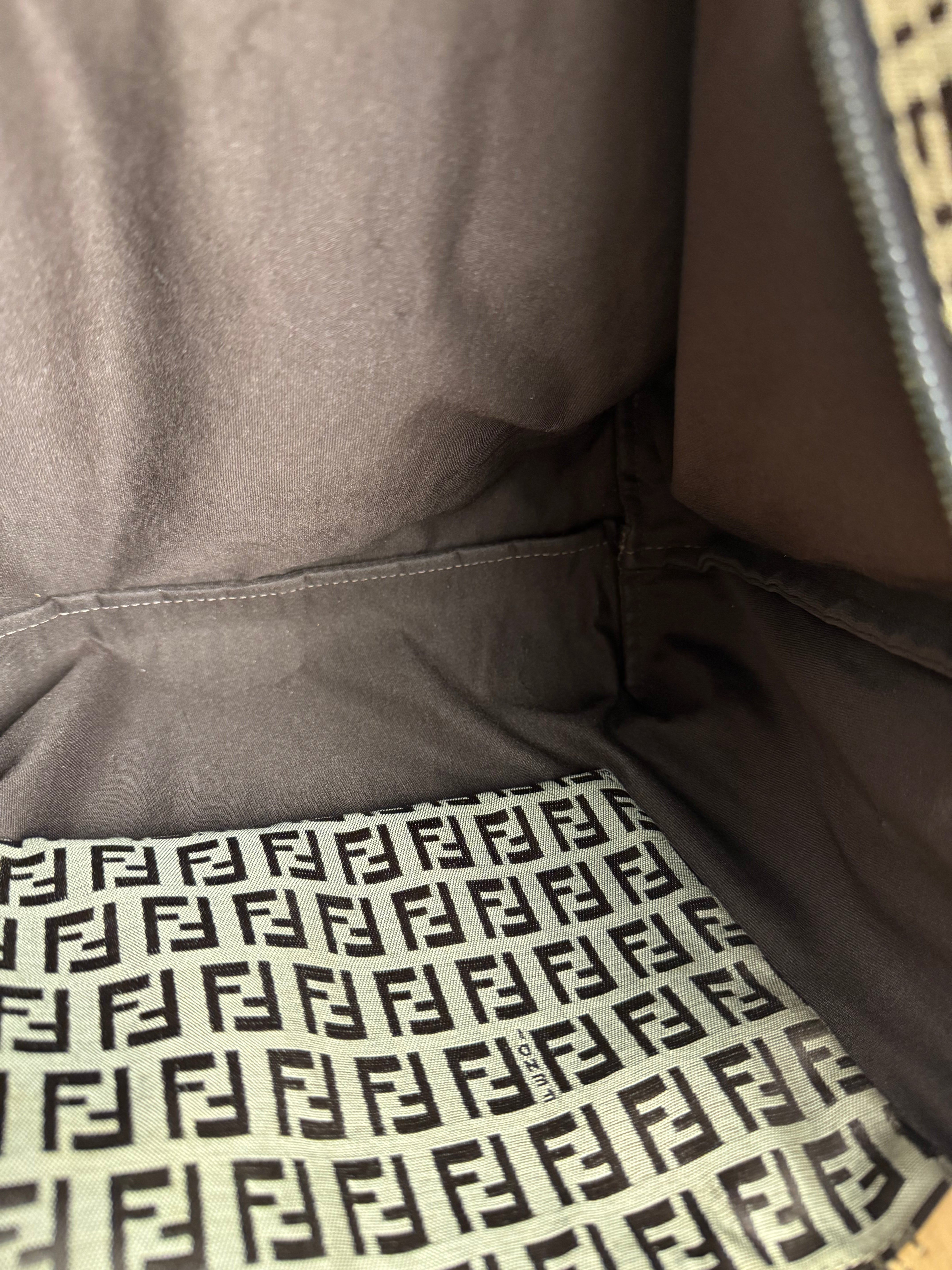 Fendi Vintage FF Canvas Print Zip Shoulder Tote