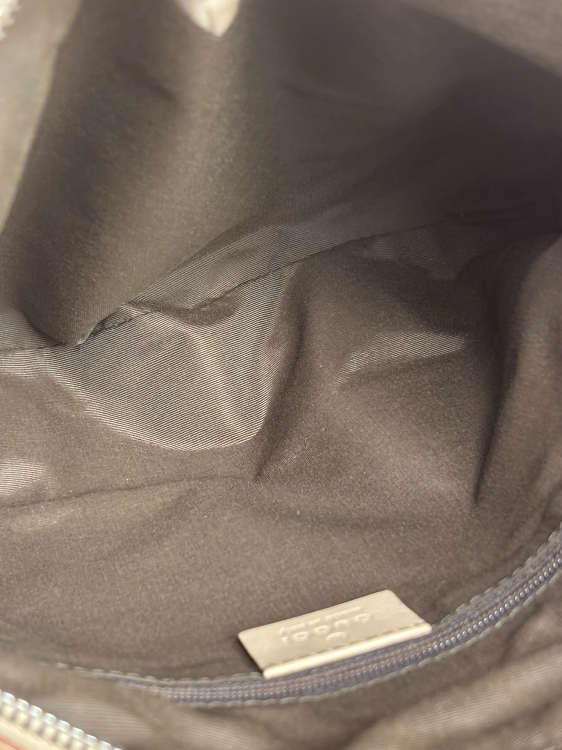 Gucci GG Beige Leather Trim Guccissima Small Boston Bag