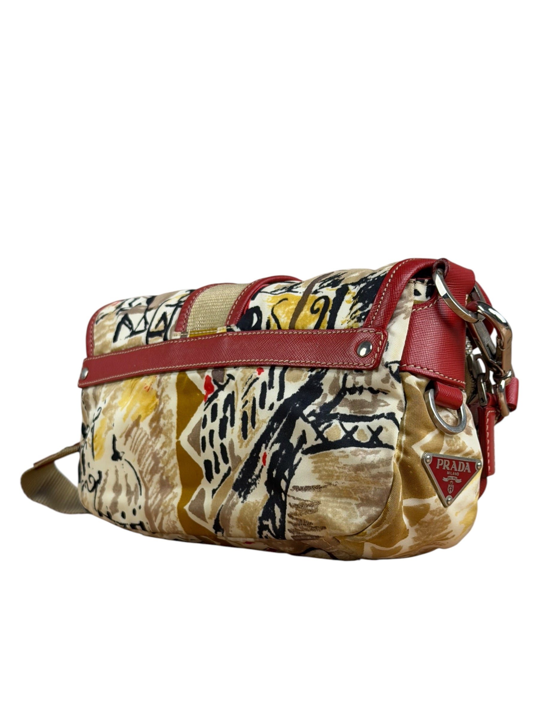 Prada Multicolor Nylon Leather Trim Shoulder Bag