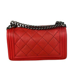 Chanel Red Quilted Lambskin Boy Flap Bag 2013