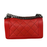Chanel Red Quilted Lambskin Boy Flap Bag 2013