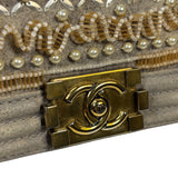 Chanel Grey Suede Beaded Pearl/Bead Boy Flap 2014