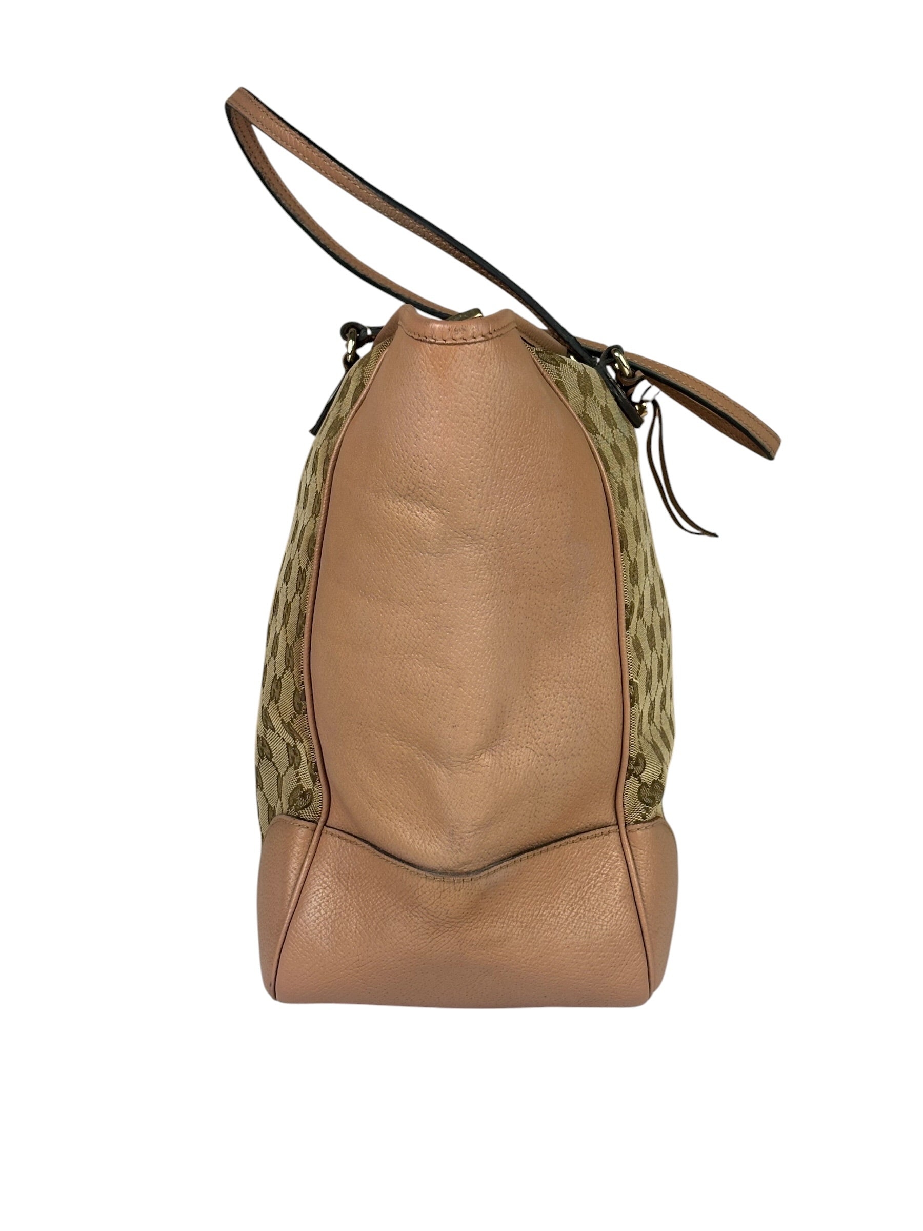 Gucci Beige/Pink Leather Trim Bree Shoulder Bag