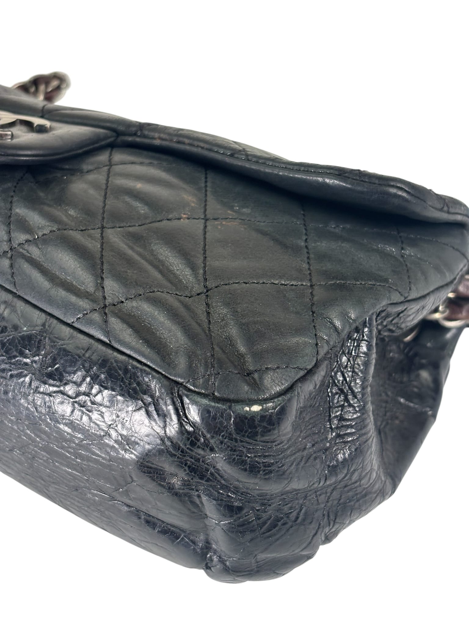 Chanel Black/Grey Quilted Calfskin Matelassè Iridescent Flap Bag 2009