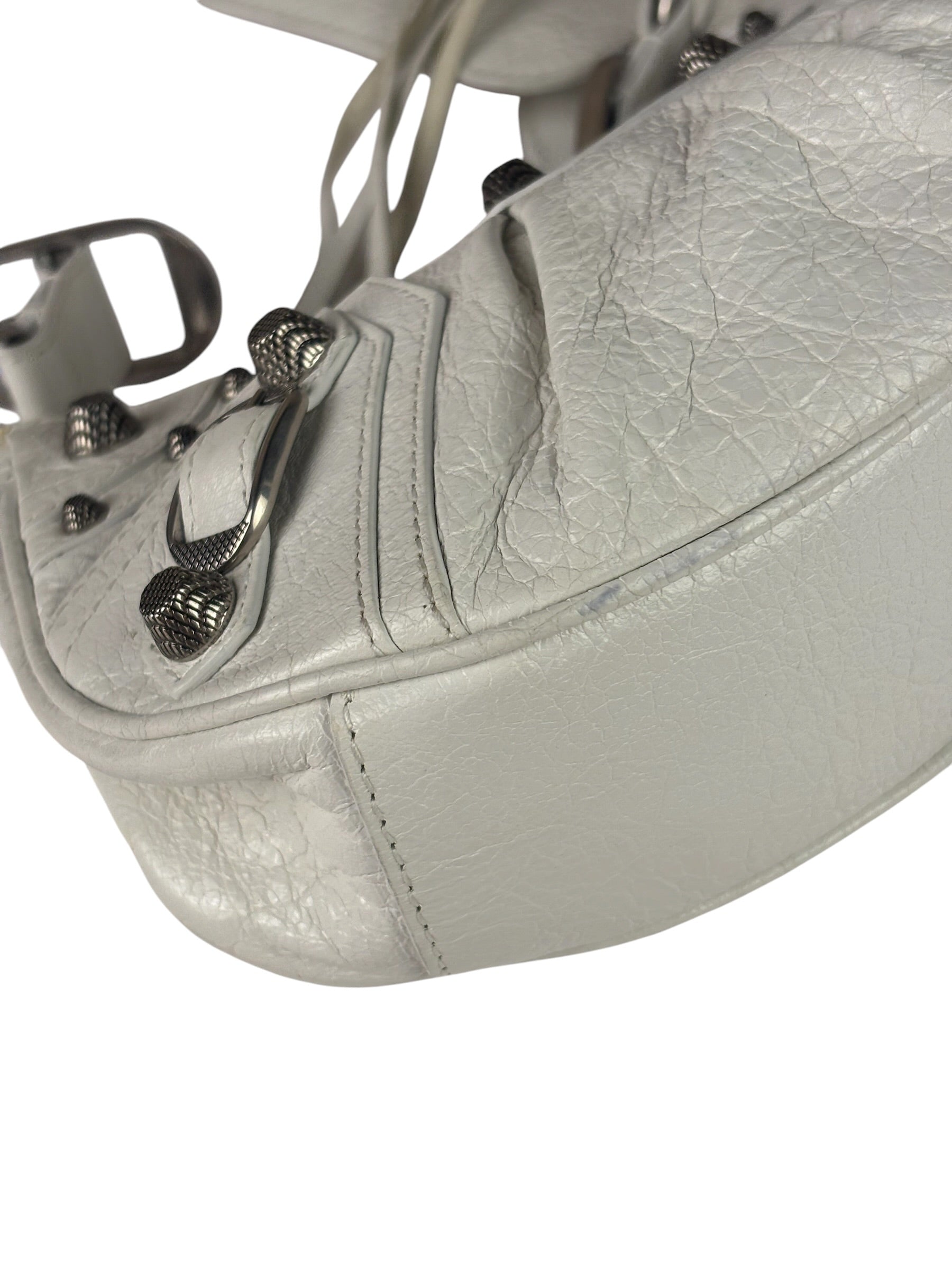 Balenciaga White Lambskin Le Cagole Shoulder Bag