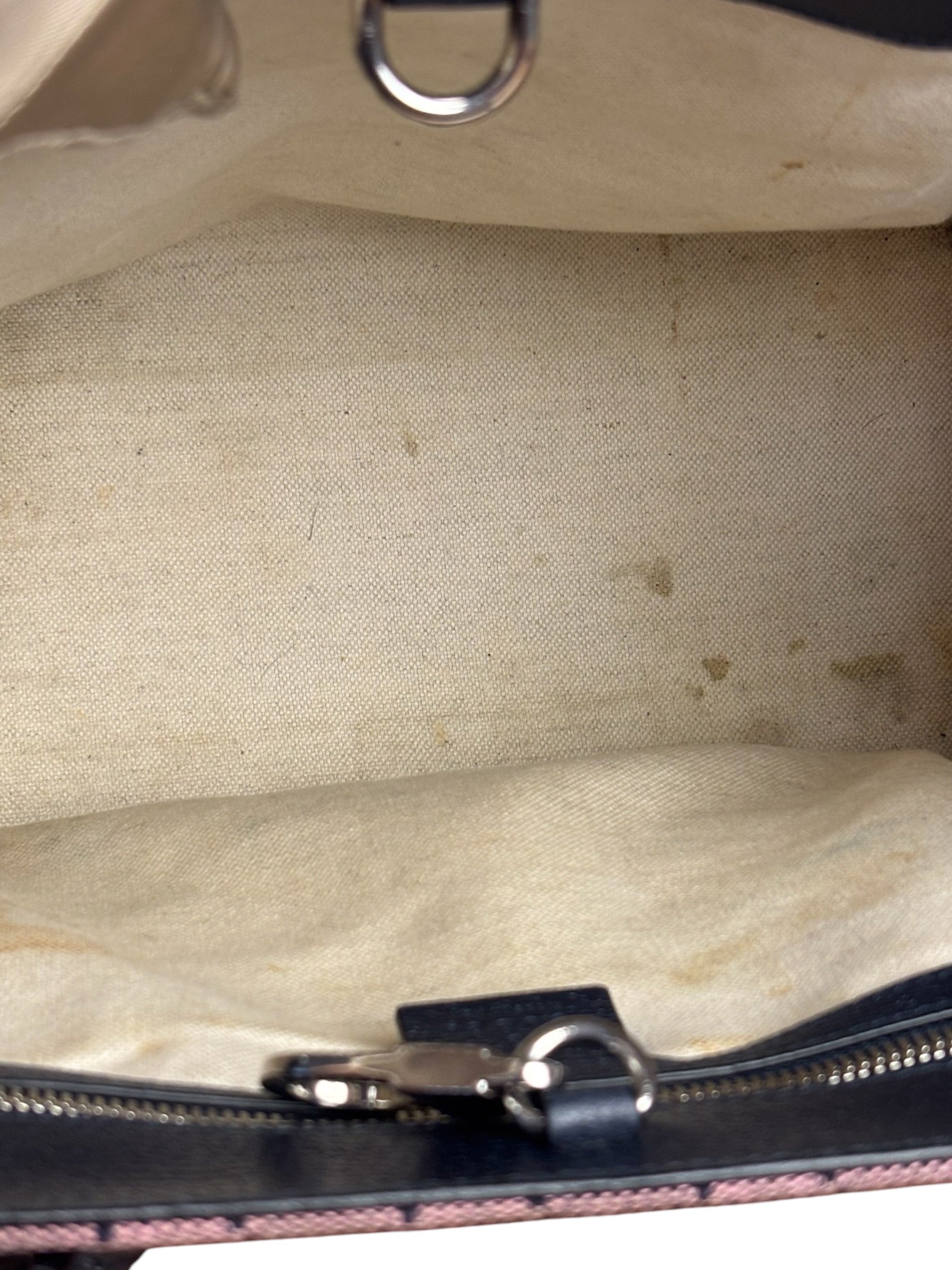 Gucci Bicolor Leather Trim GG Canvas Two-Way Tote Bag