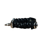 Gucci Black Braided Leather Horsebit Bracelet