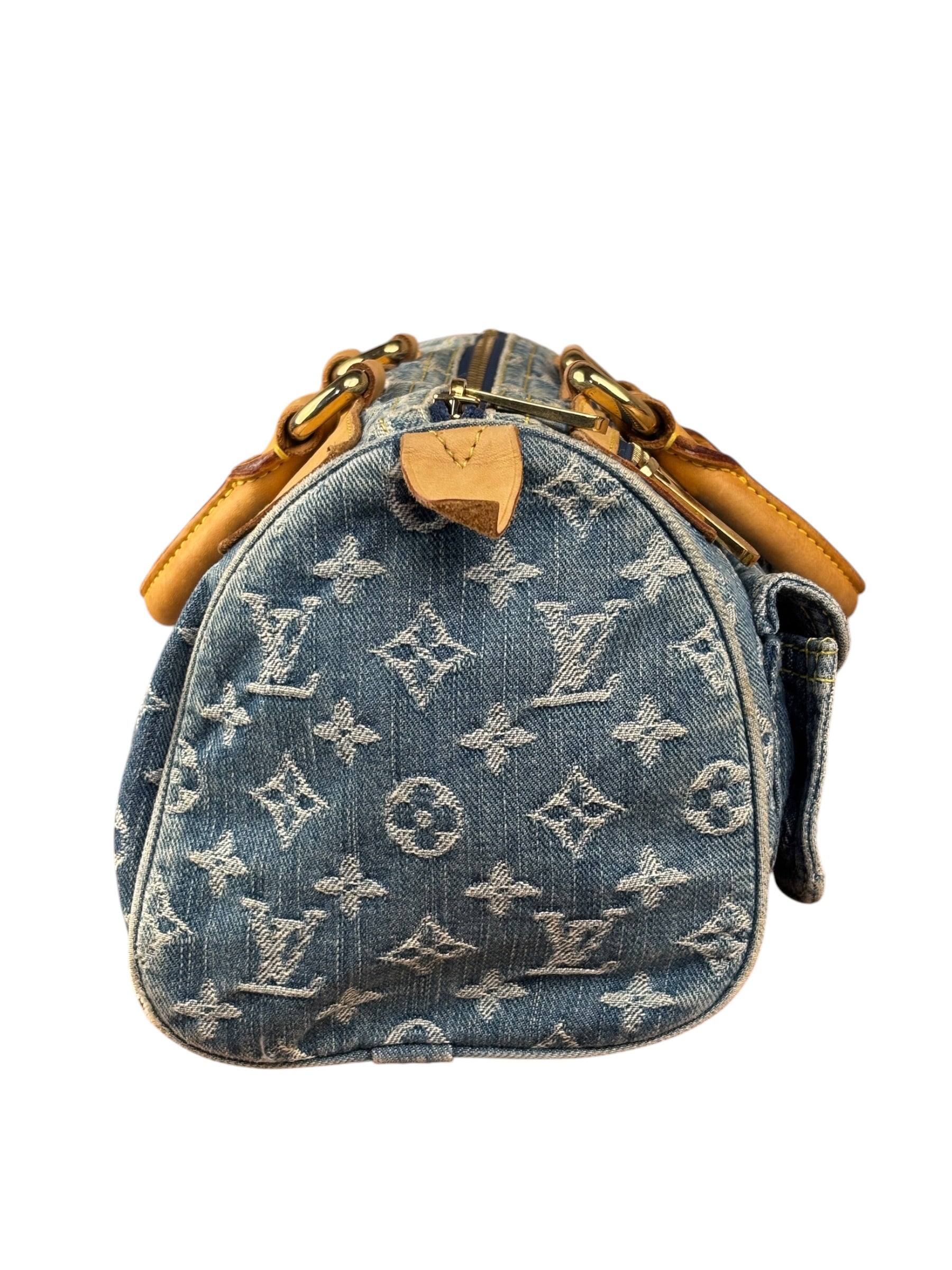 Louis Vuitton Vintage Denim Leather Trim Monogram Neo Speedy 30
