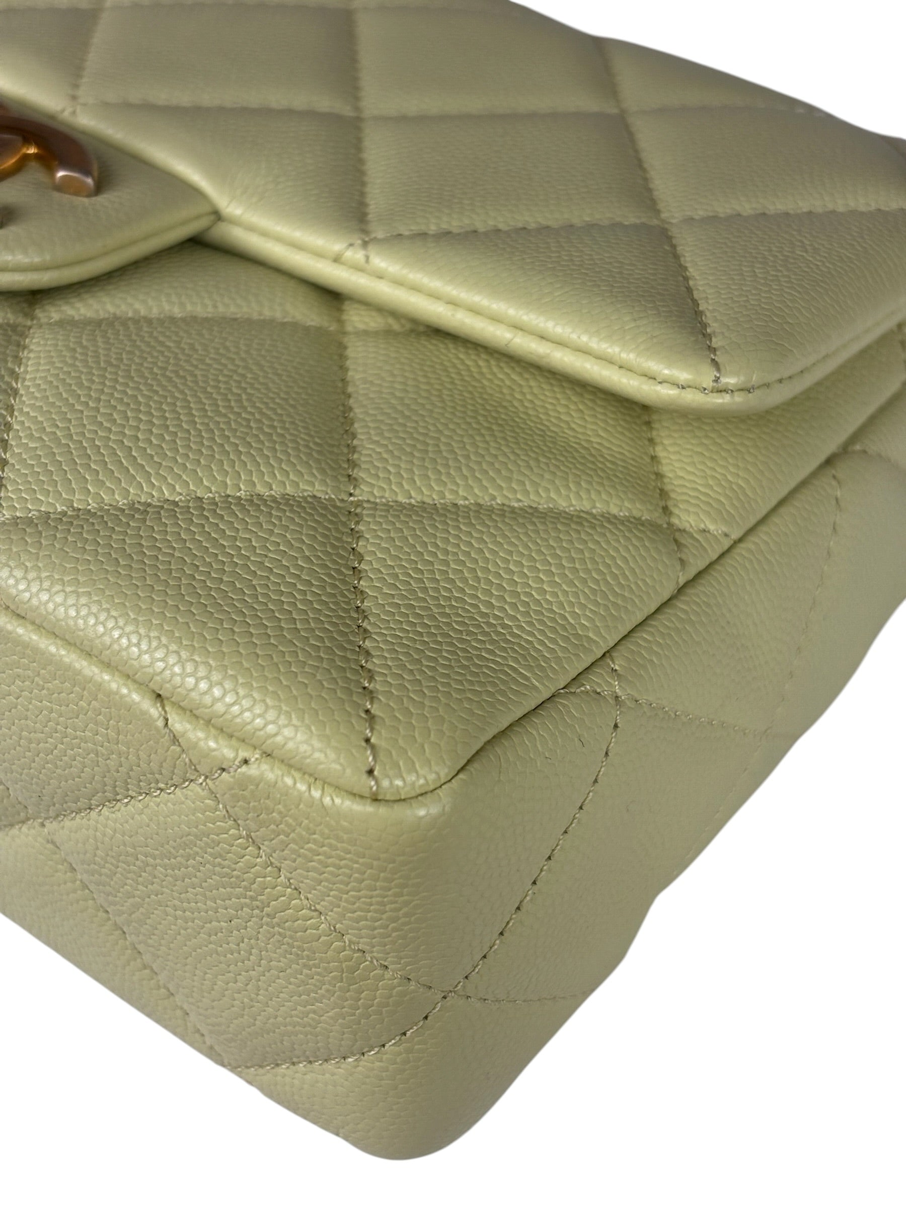 Chanel Yellow Caviar Leather Mini Flap Bag