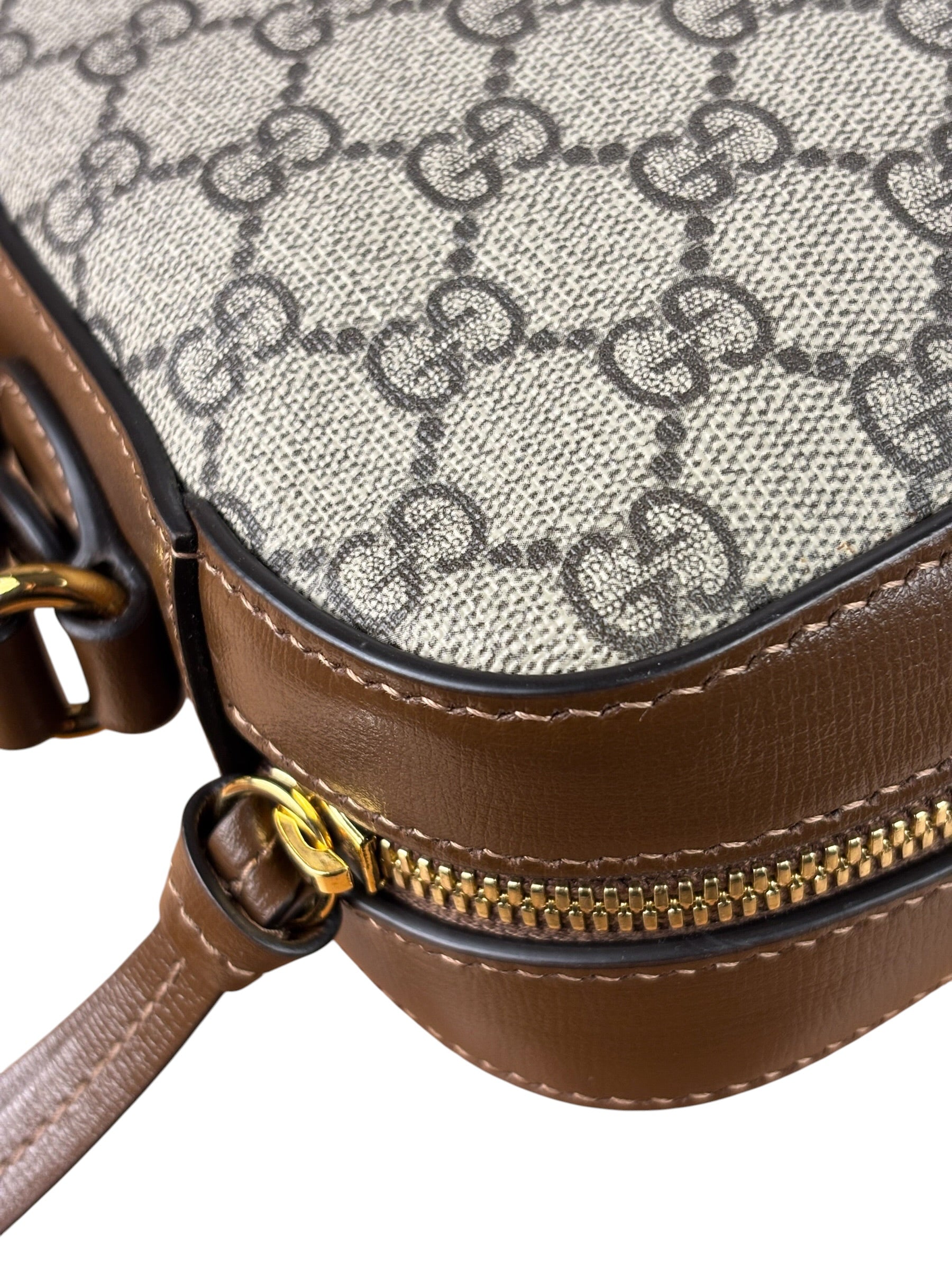Gucci Brown Leather GG Horsebit Camera Bag 1955