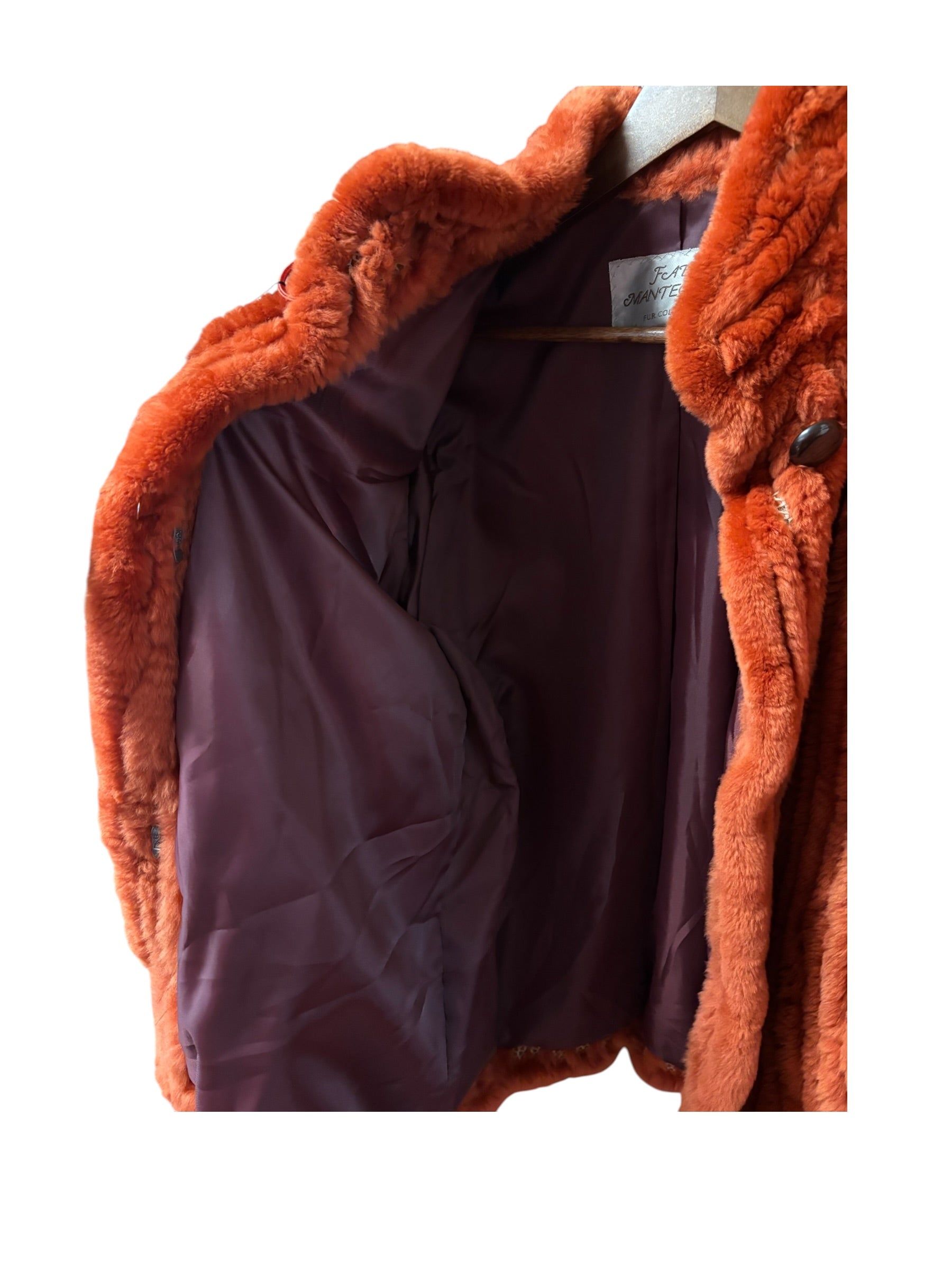 Fabio Mantegazza Vintage Orange Sheared Faux Fur Coat