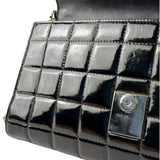 Chanel Black Patent Leather Chocolate Bar Flap Bag 2000