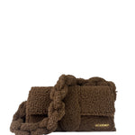 Jacquemus Brown Leather Trim  Le Bambidou Shearling Shoulder Bag