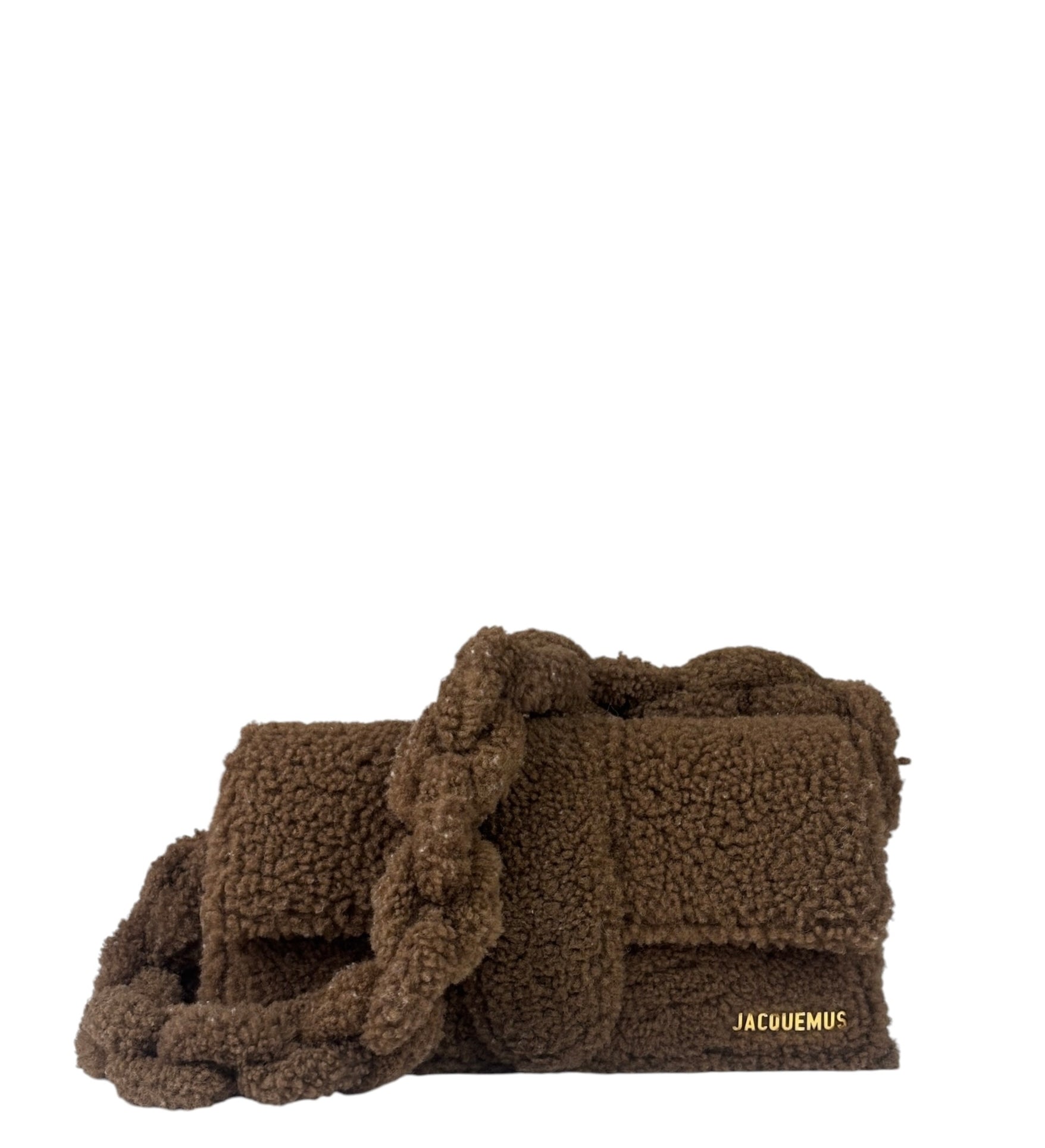 Jacquemus Brown Leather Trim  Le Bambidou Shearling Shoulder Bag