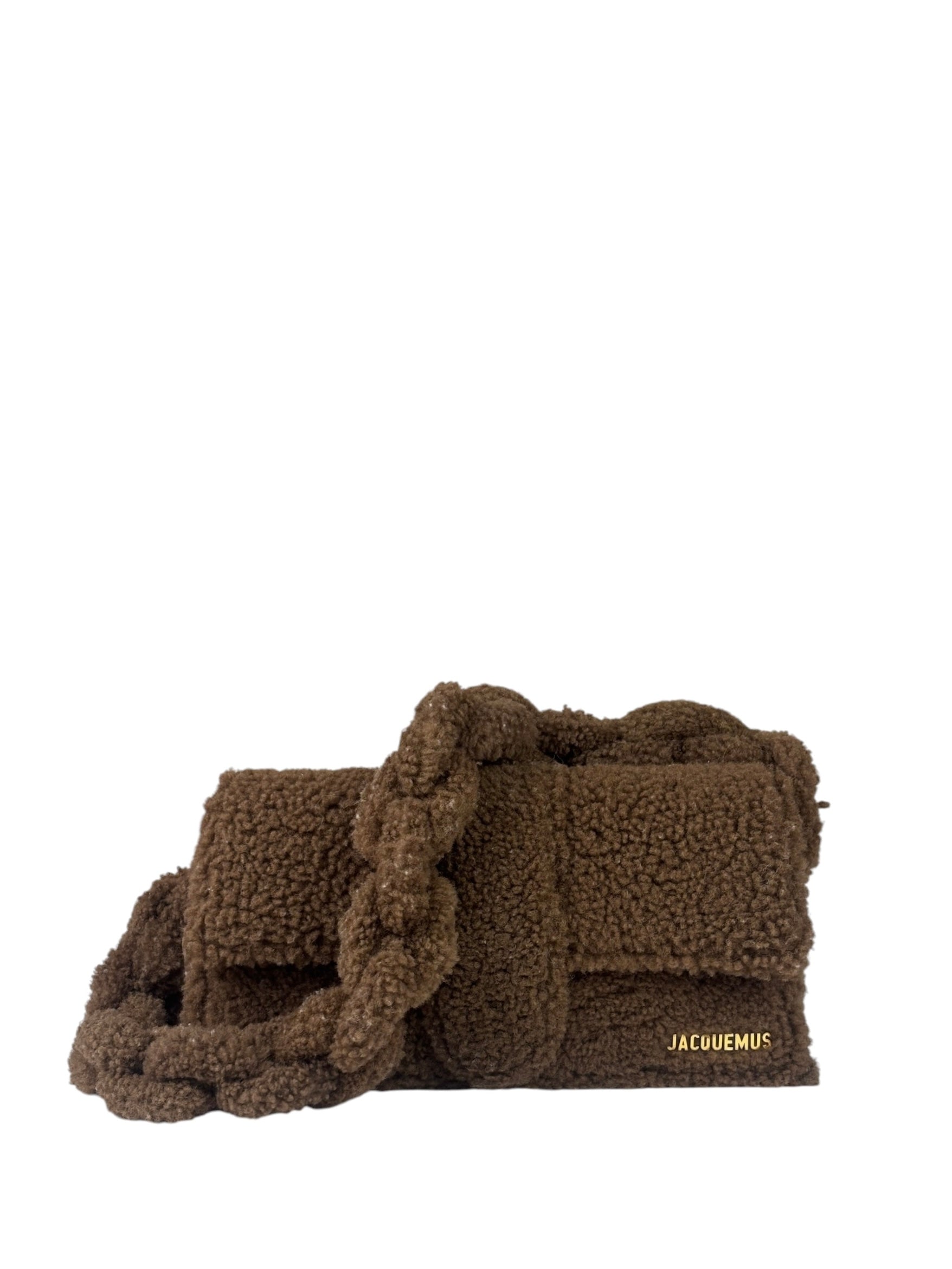 Jacquemus Brown Leather Trim  Le Bambidou Shearling Shoulder Bag