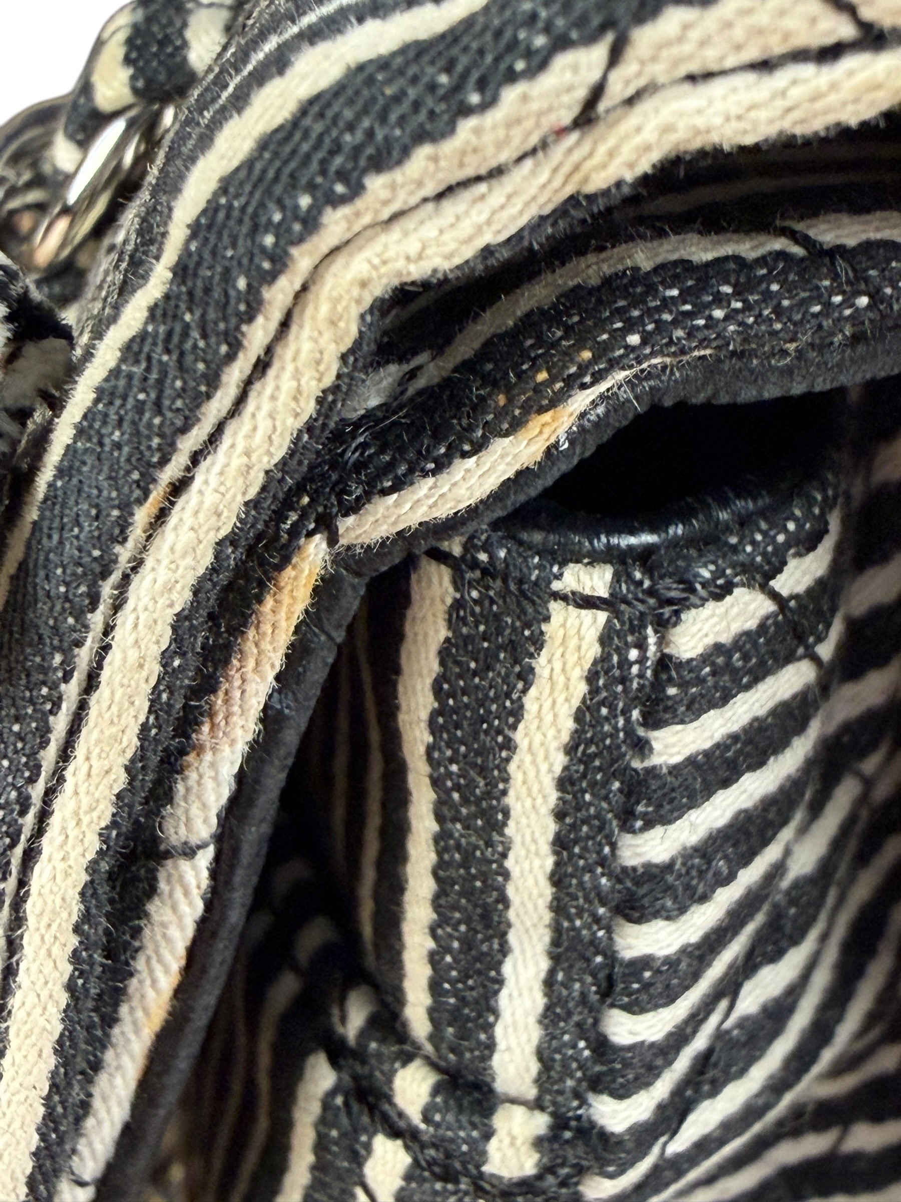 Chanel Black/White Sequin Stripped Medium Double Flap Shoulder Bag