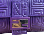 Fendi Purple Nappa Leather Medium Logo Embossed Baguette