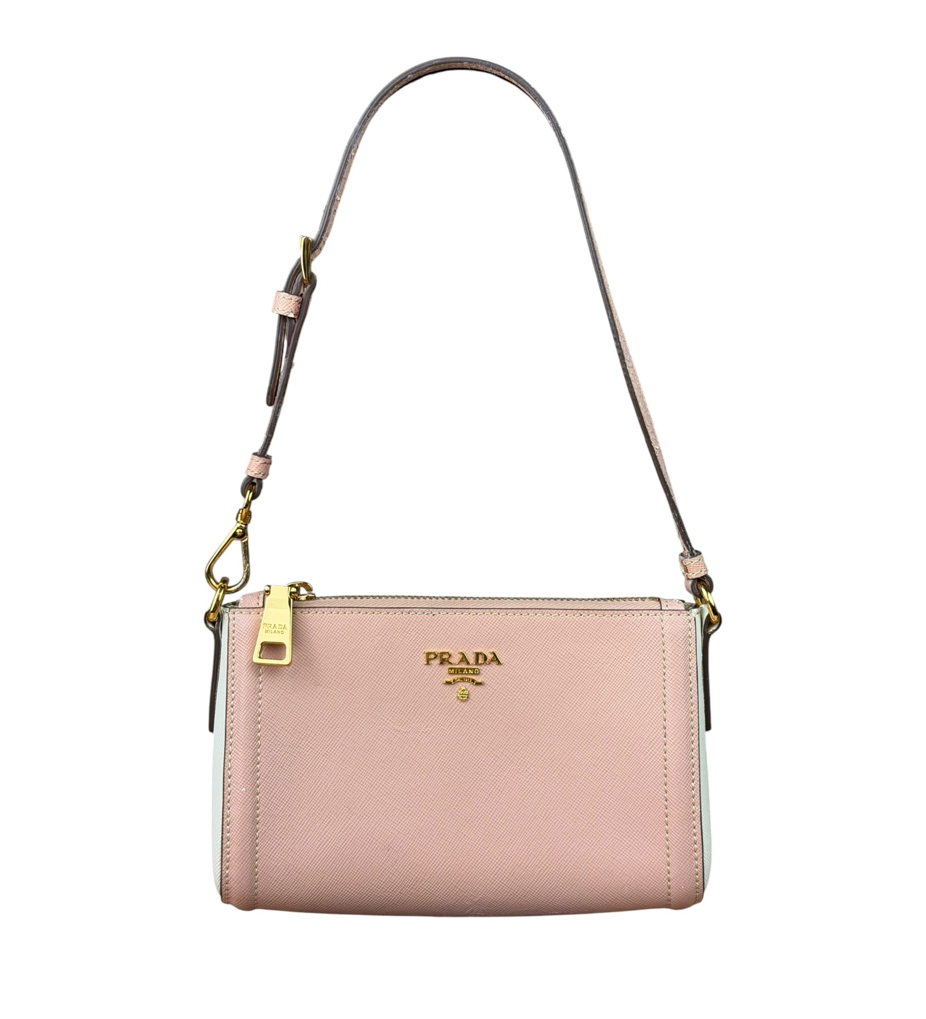 Prada Bicolor Saffiano Leather Mini Pochette