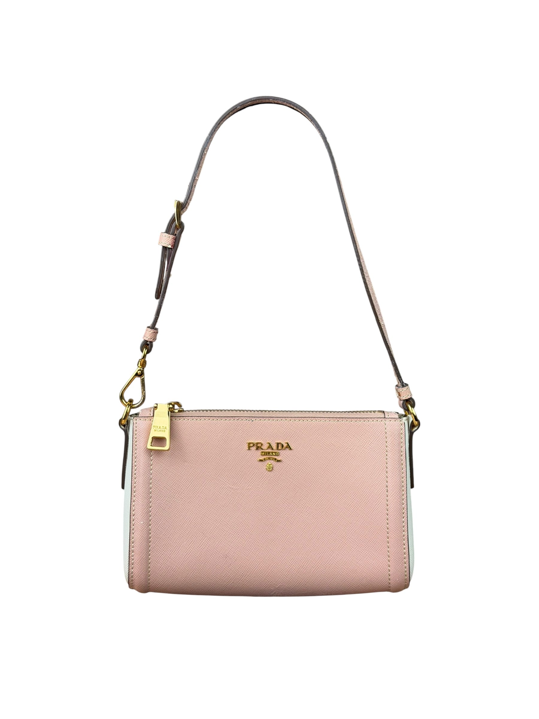 Prada Bicolor Saffiano Leather Mini Pochette