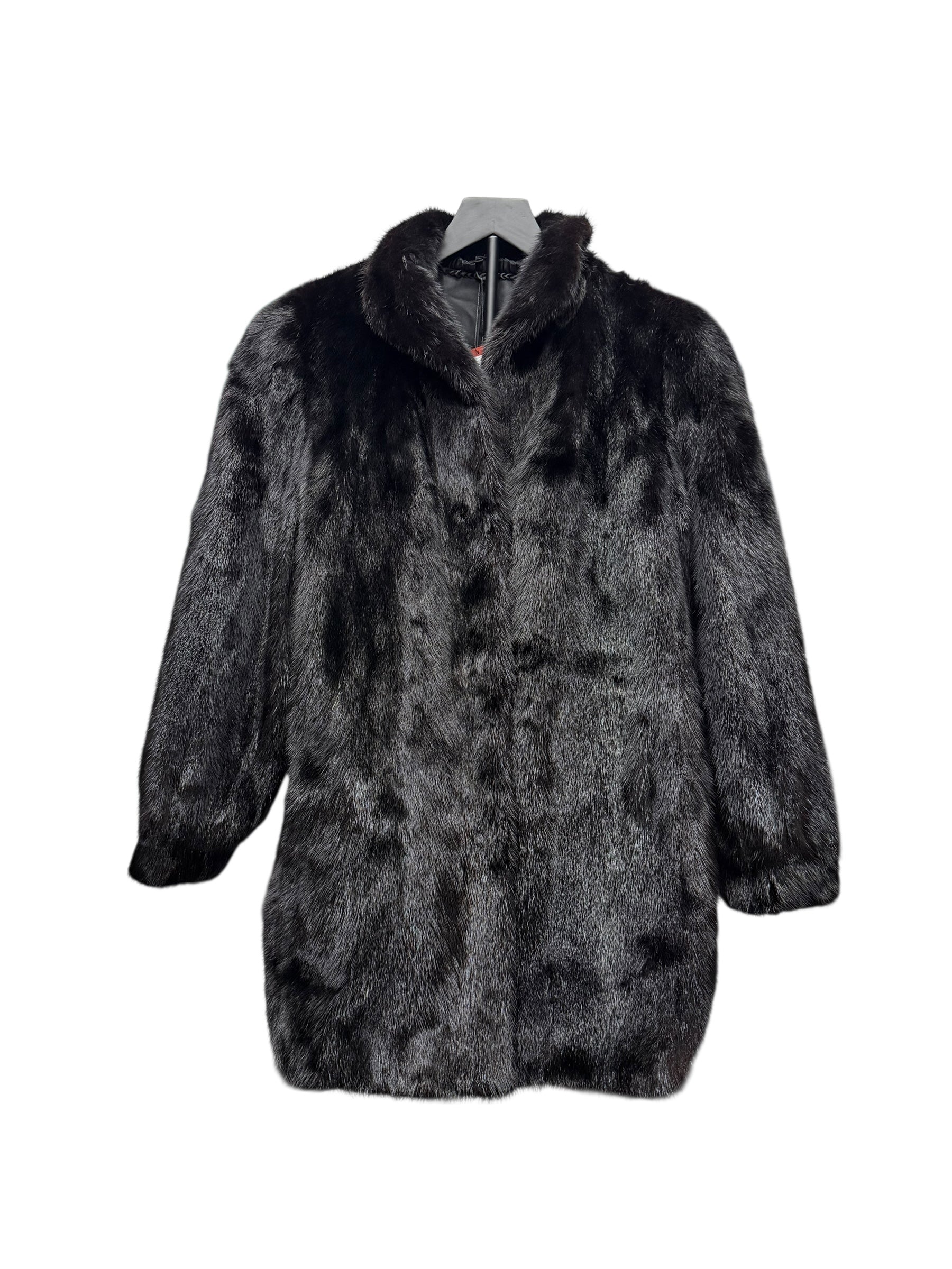 Vintage Black Fur Mid Length Coat