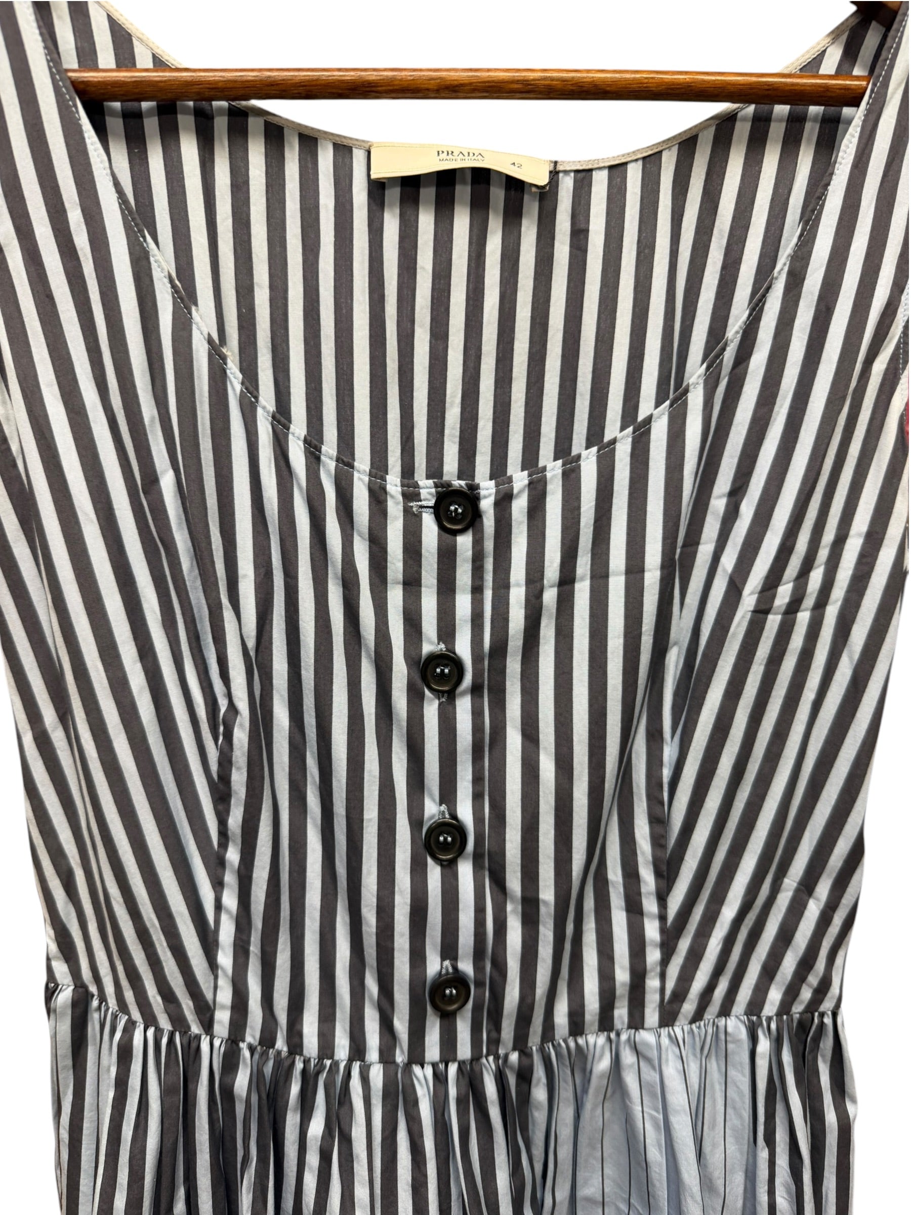 Prada Blue Sleeveless Striped Dress