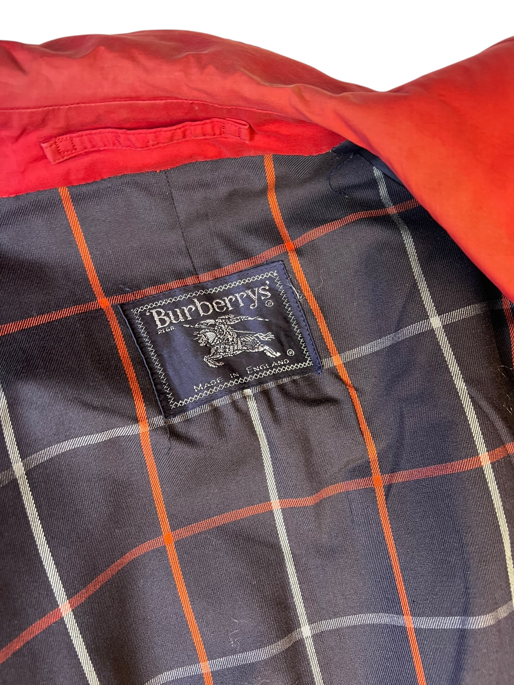Burberry Vintage Red/Navy Check Mid Length Coat