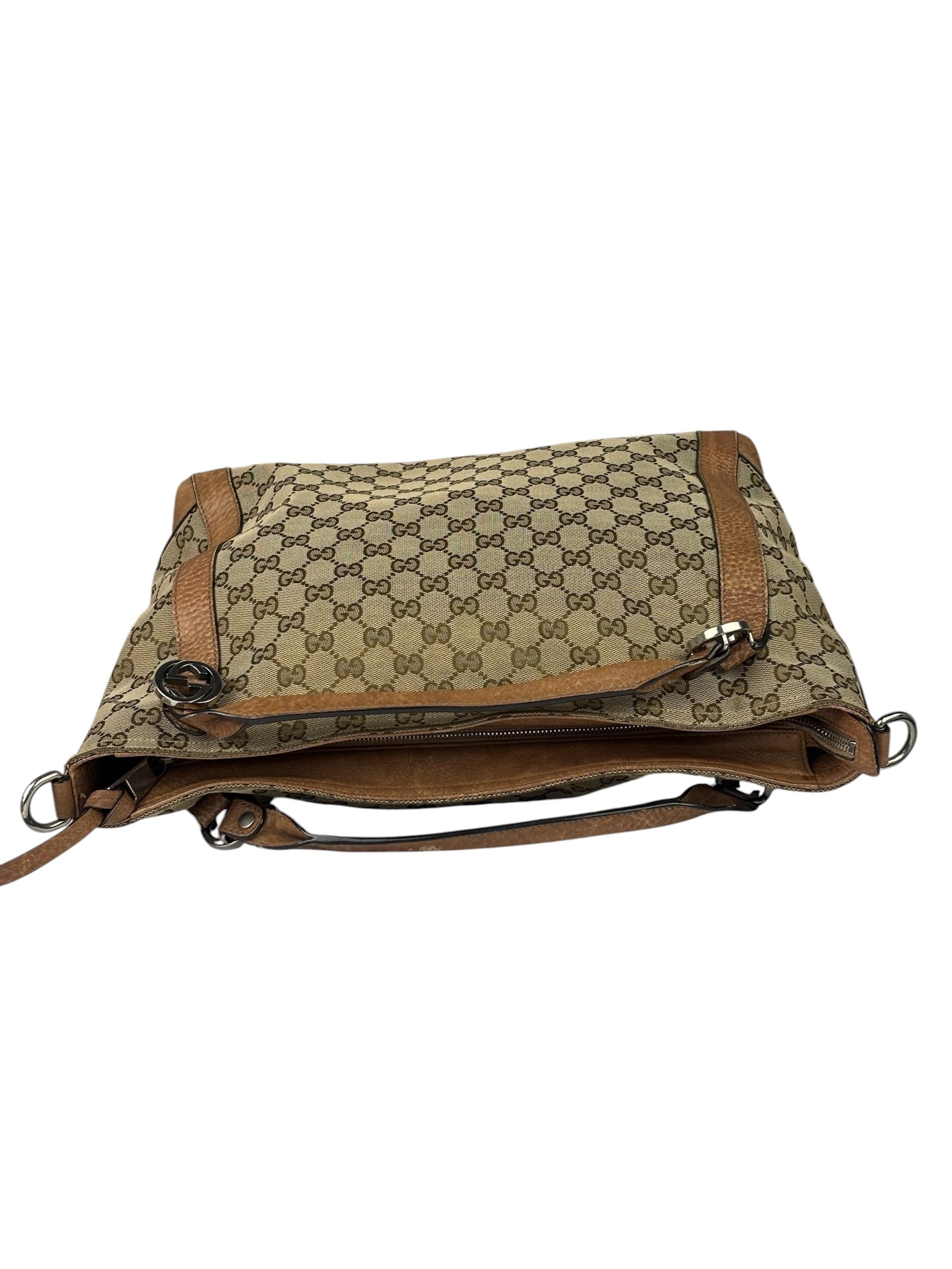 Gucci Beige/Brown Leather GG Satchel Two-Way Bag