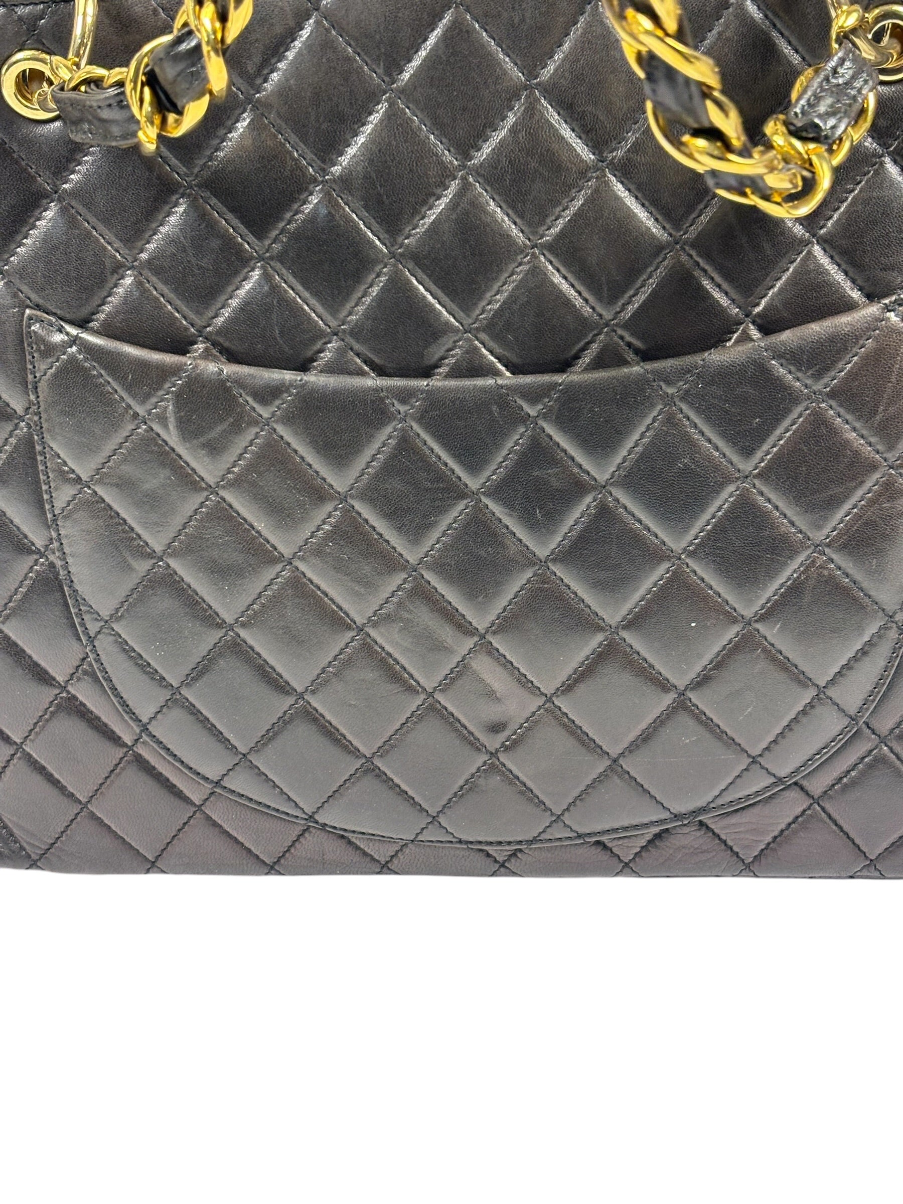 Chanel Black Quilted Lambskin CC Timeless Shopping Tote Late 90s