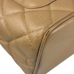 Chanel Vintage Beige Leather Diamond Quilted Medallion Tote Bag 2002