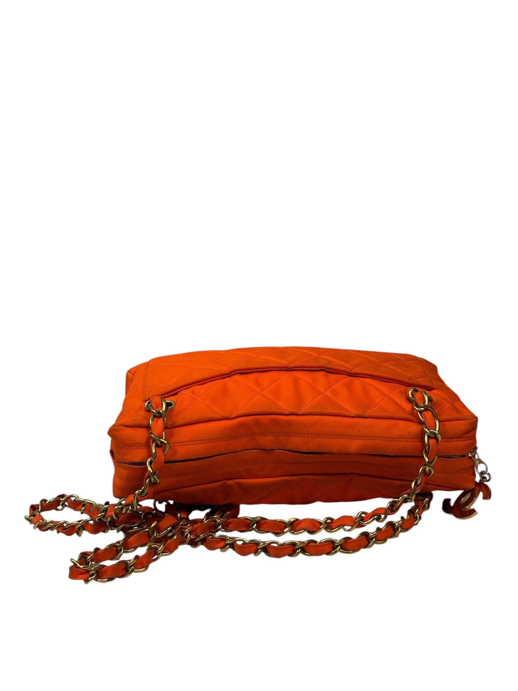 Chanel Orange Quilted Nylon Classic Jersey Camera Bag 2012