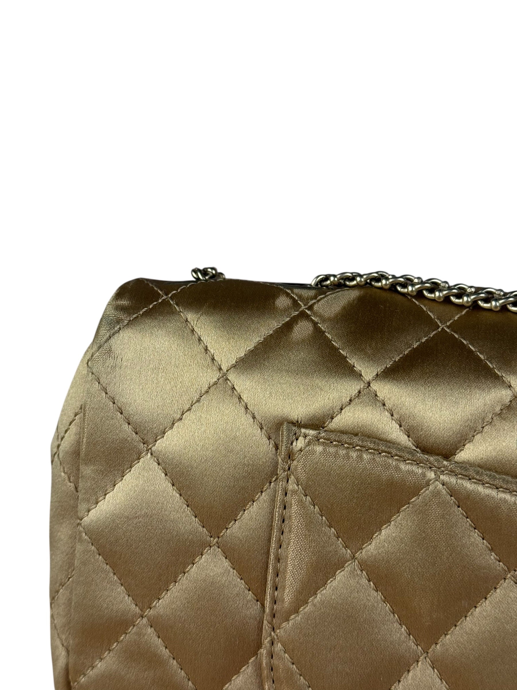 Chanel CC Limited Edition Gold Satin Quilted Flap Bag 2008