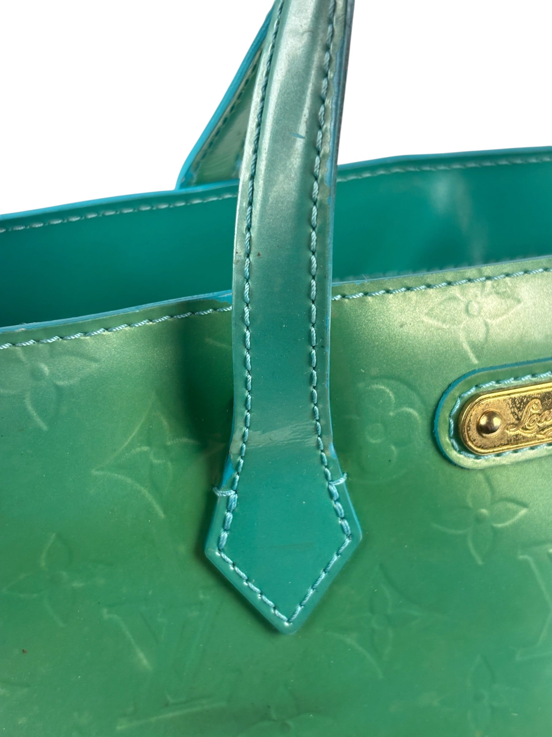 Louis Vuitton Vintage Teal Monogram Vernis Wilshire PM Tote