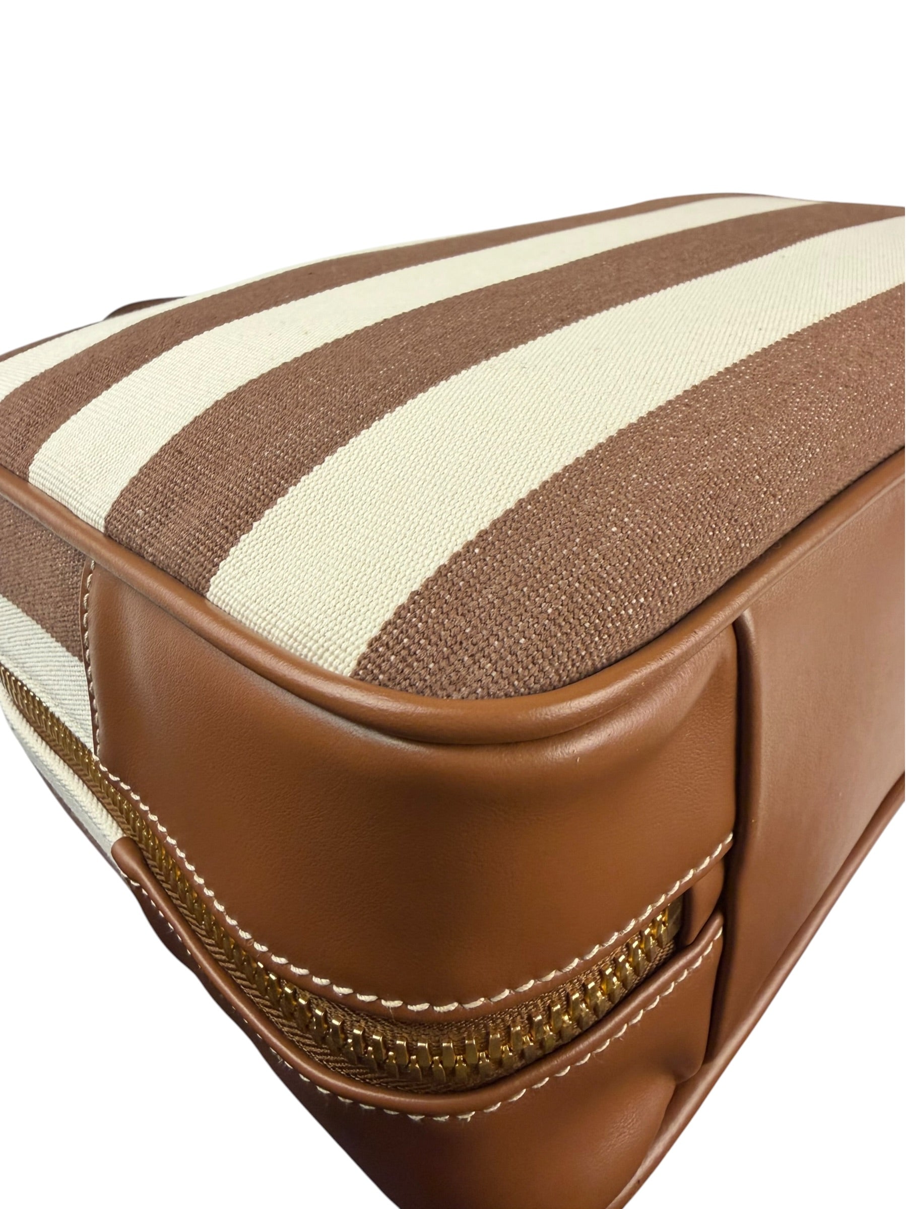 Miu Miu Canvas Stripped Beau Top Handle Bag