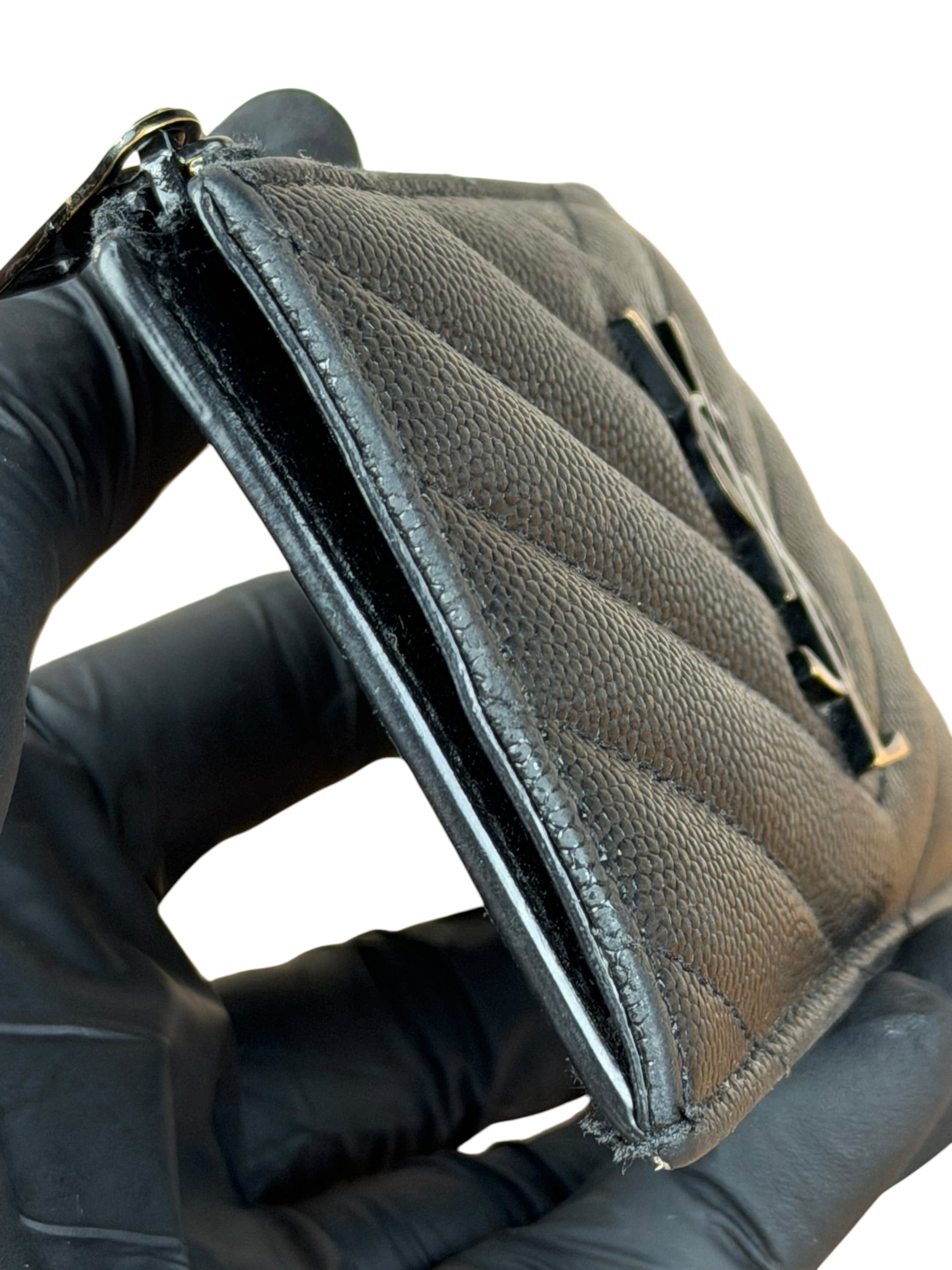 Yves Saint Laurent Black Leather Card Holder Wallet