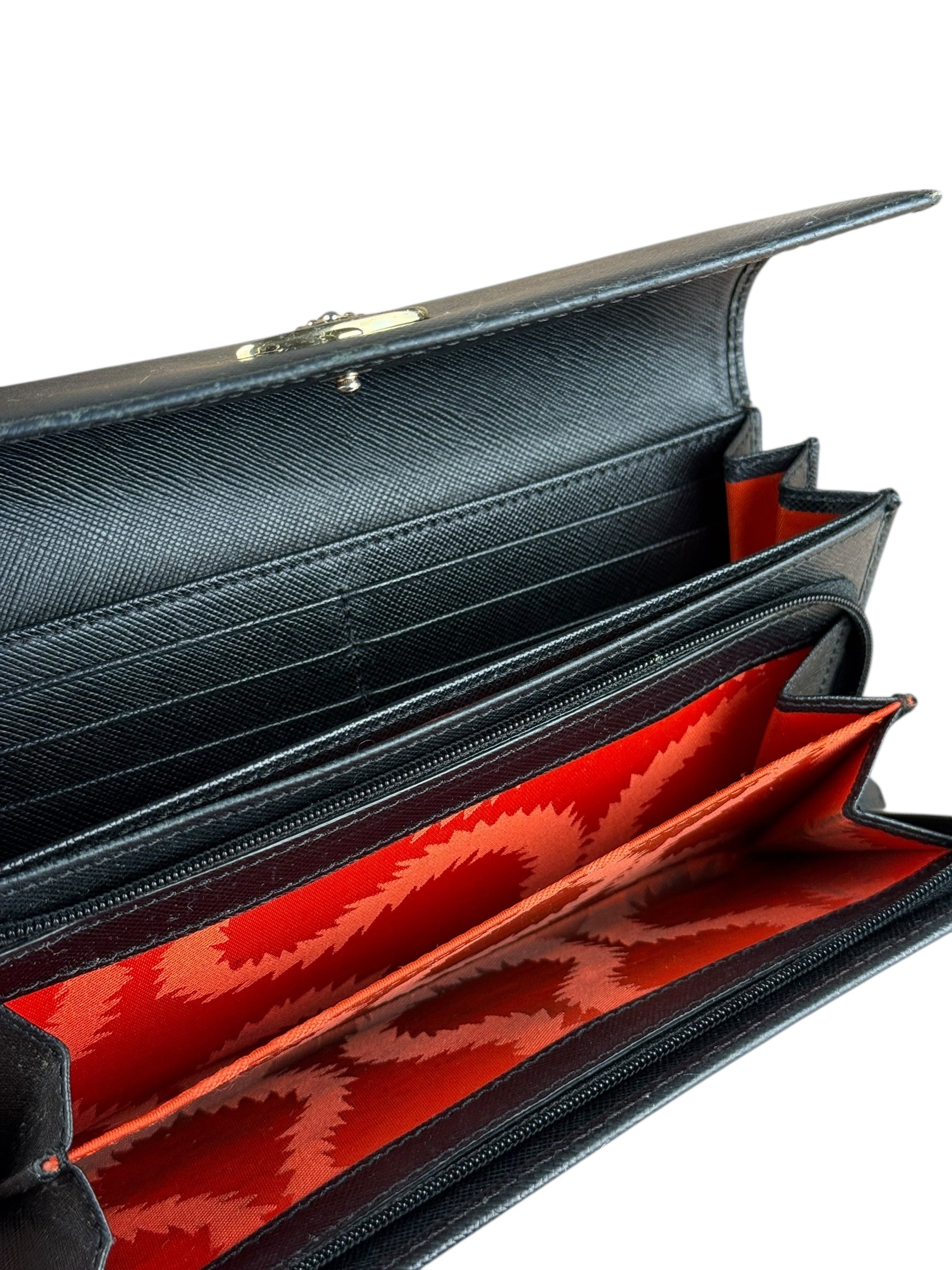 Vivienne Westwood Black Leather Emblem Long Wallet