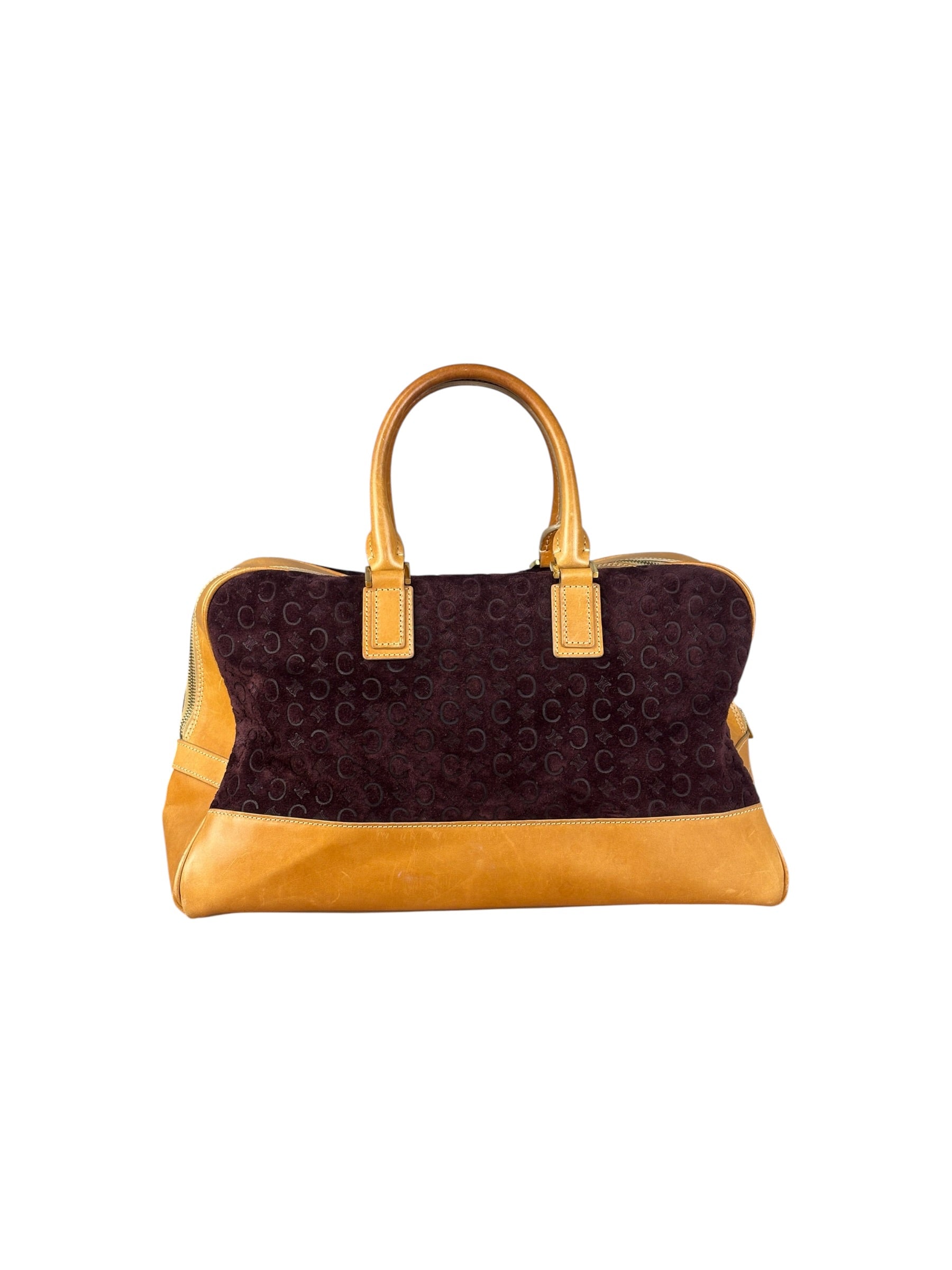 Celine Vintage Suede Macadam Leather Bowler Bag