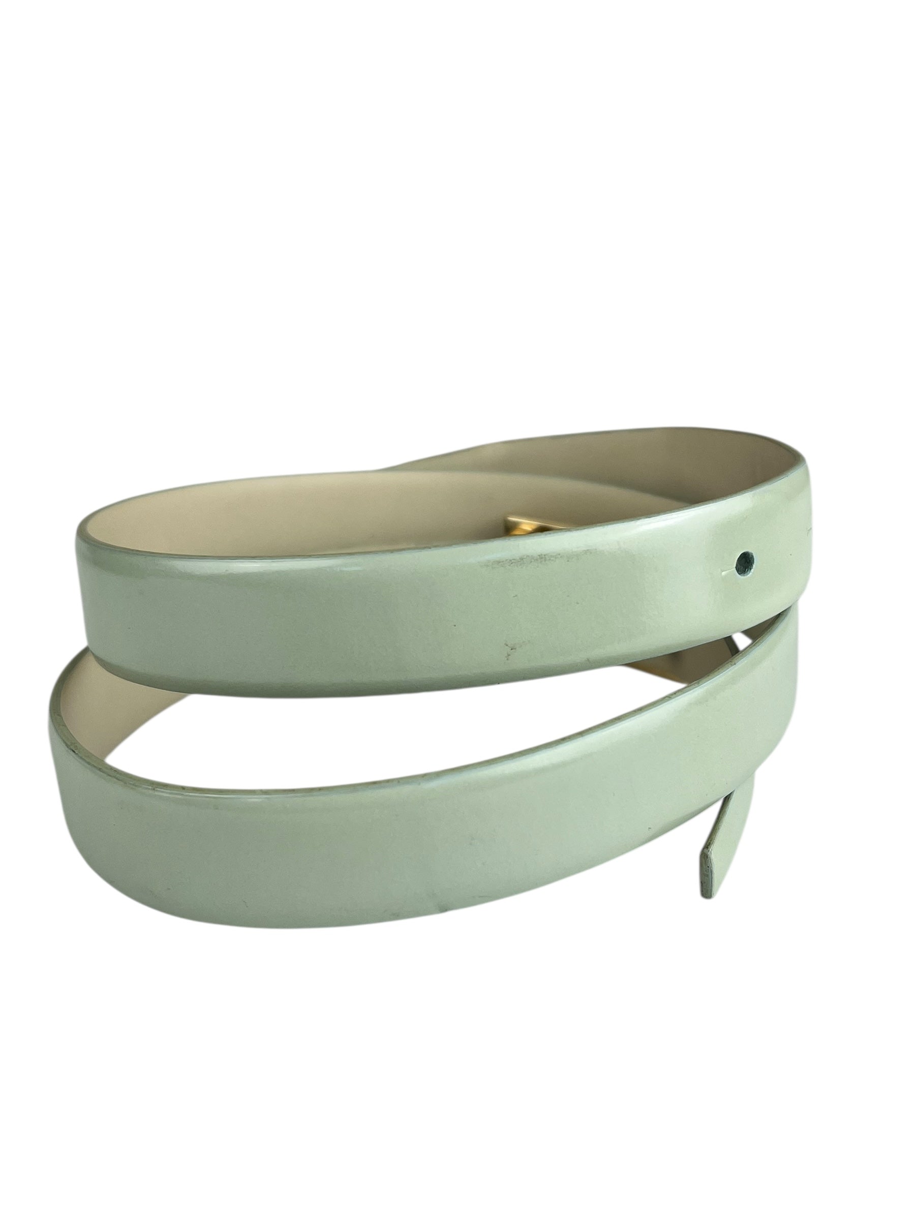 Gucci G Logo Thin Leather Mint Belt