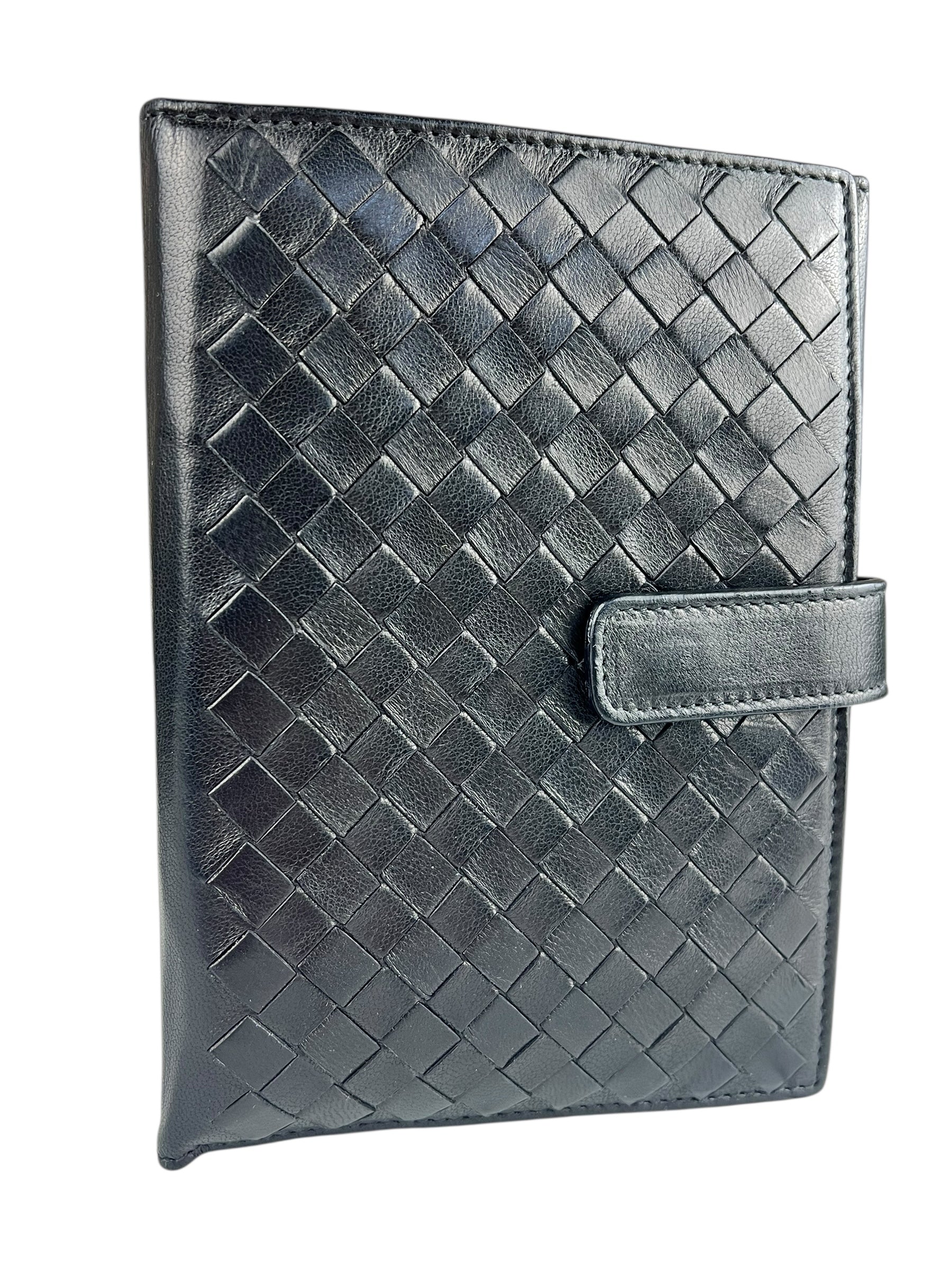 Bottega Veneta Intercciato Black Passport Holder