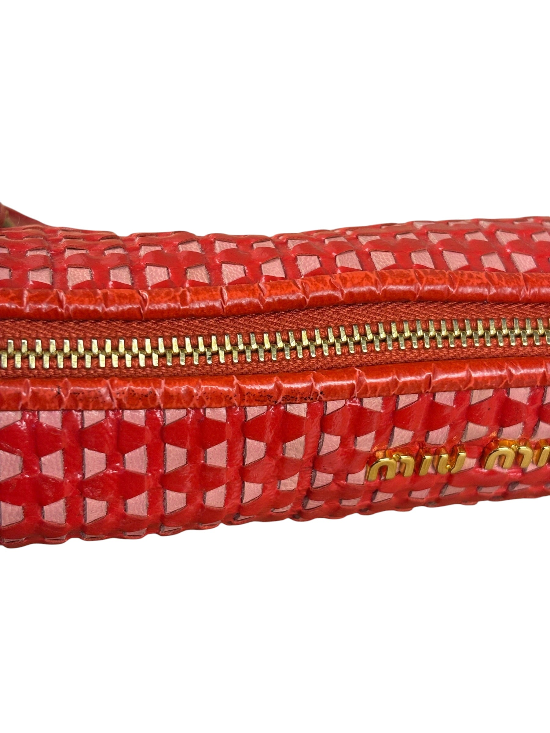 Miu Miu Bicolor Leather Striking Patterned Clutch