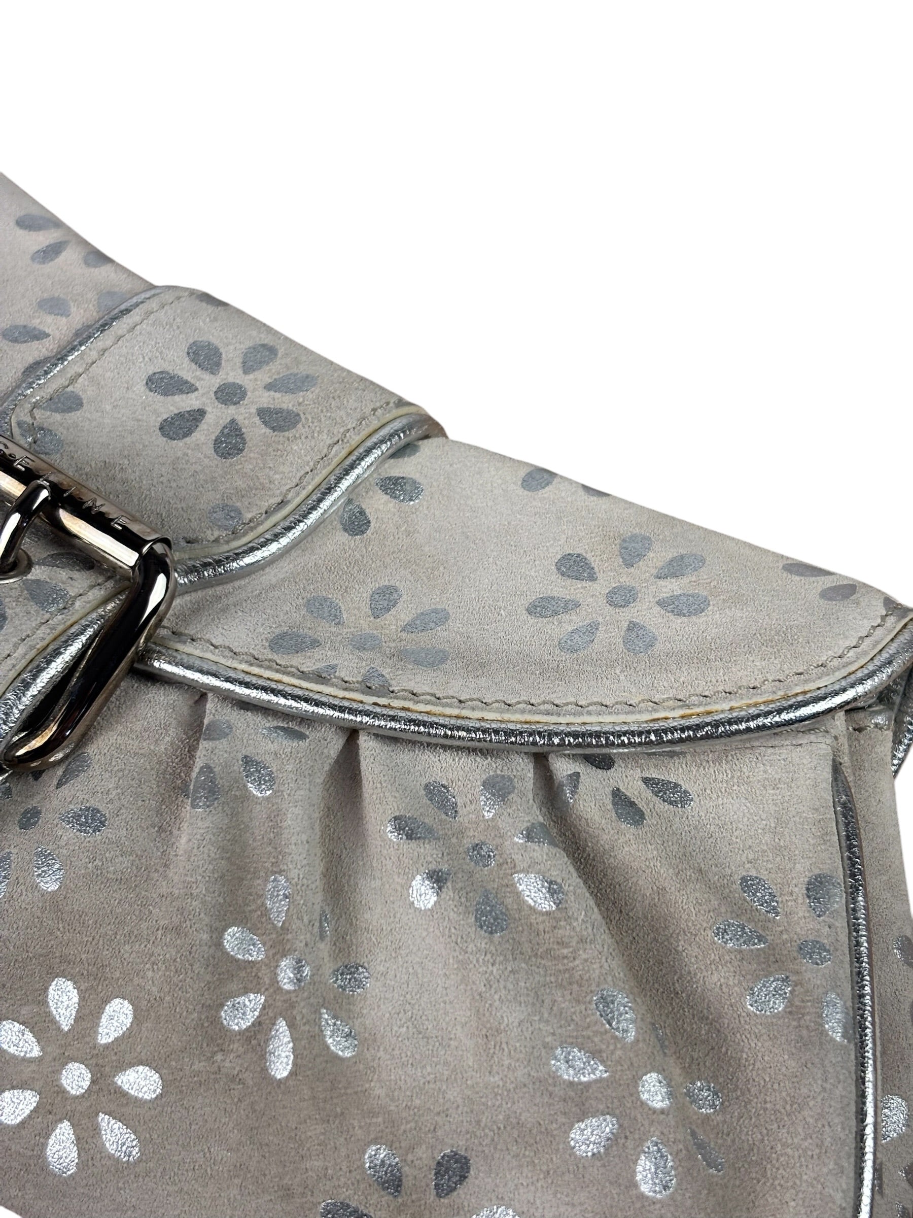 Celine Grey/Silver Suede/Leather Daisy Pochette