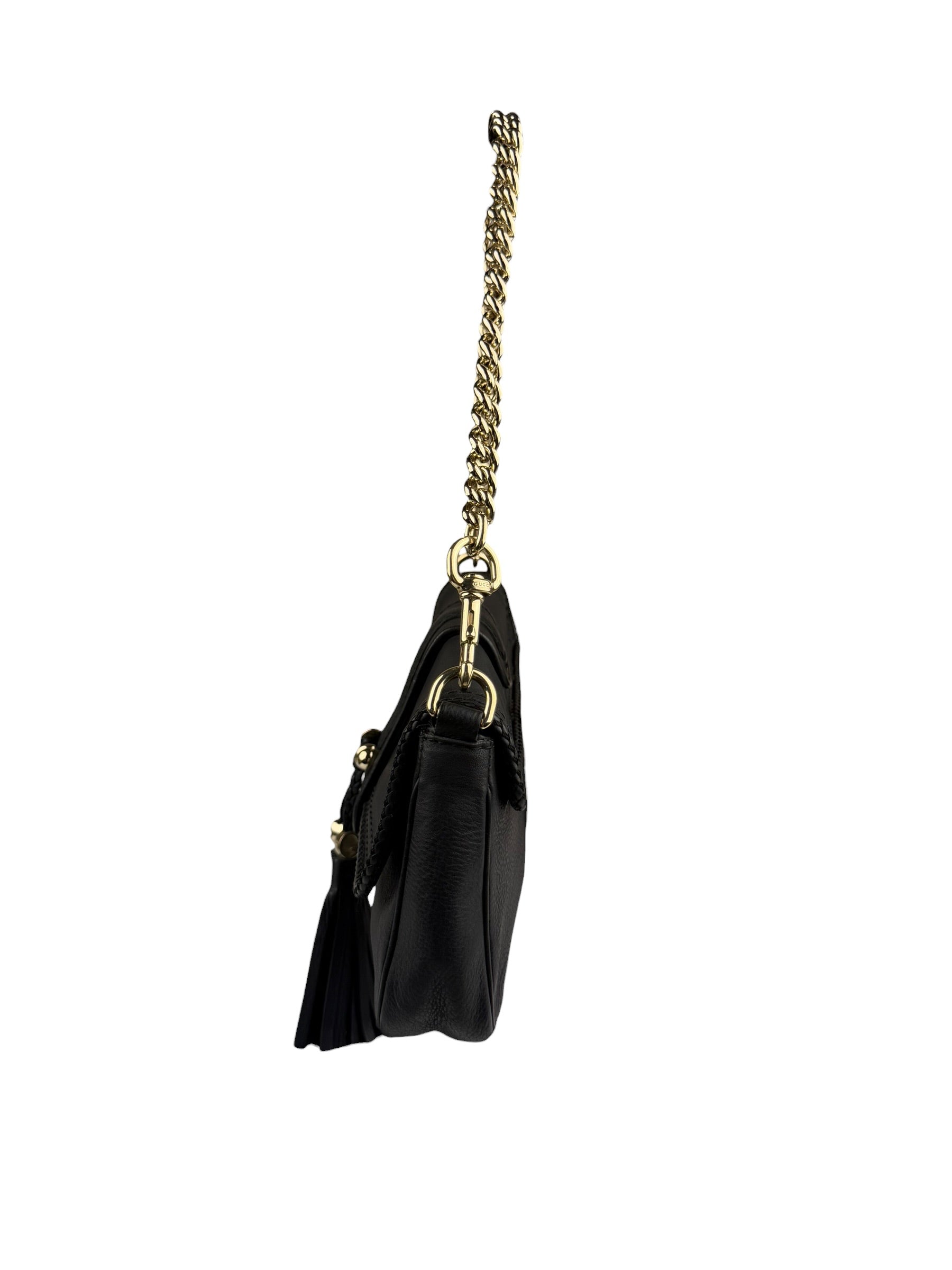 Gucci Black Leather Marrakech Evening Shoulder Bag