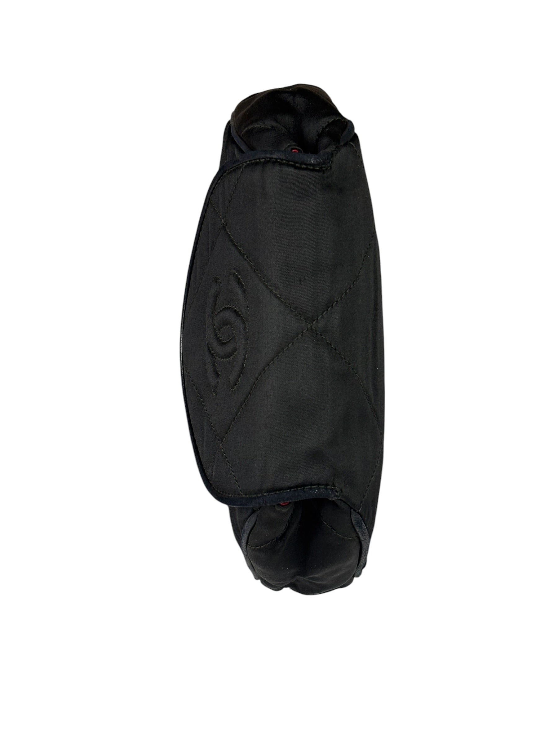 Chanel Black Quilted Satin/Leather Trim Chain Shoulder Bag 1989