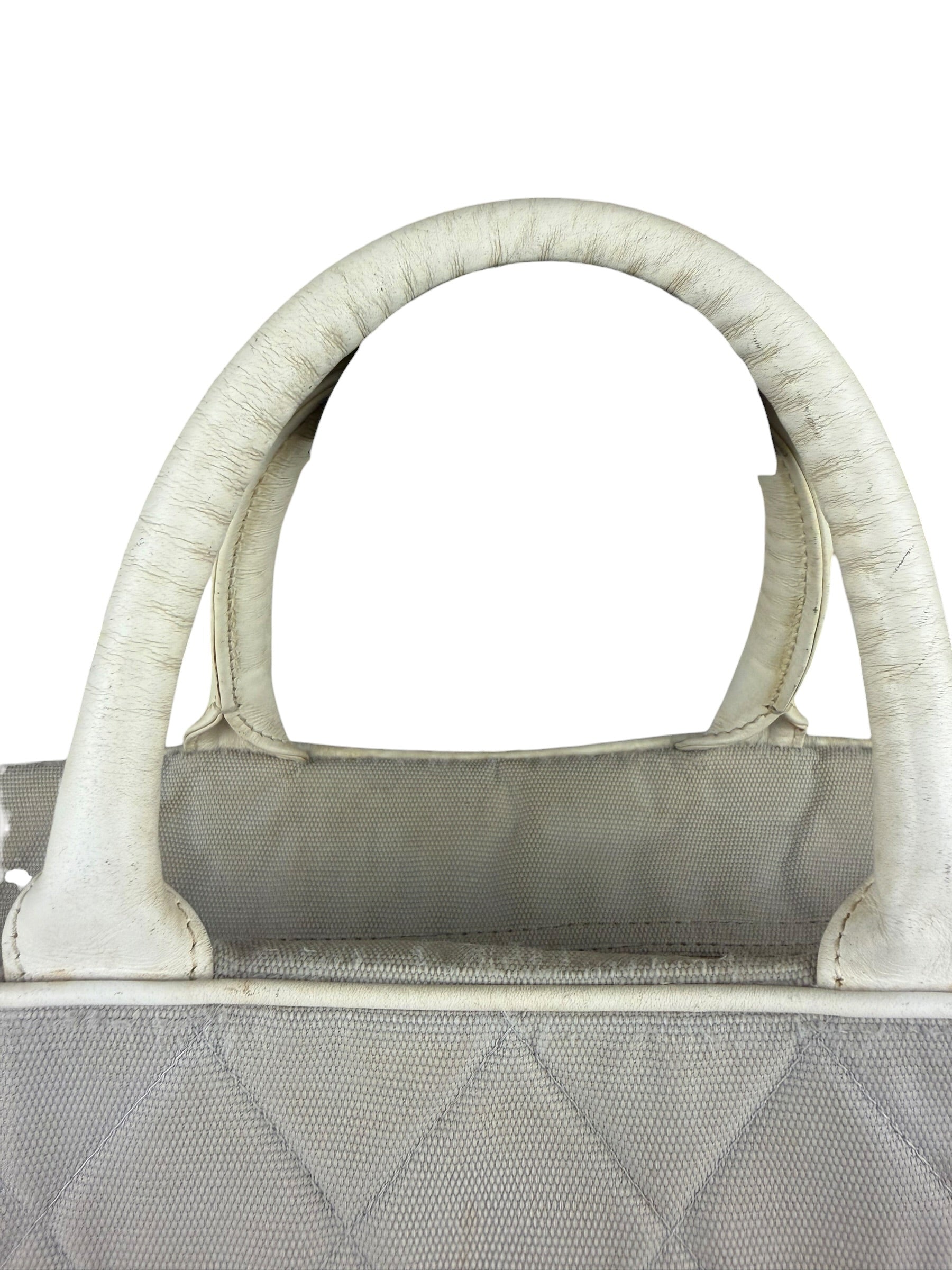 Chanel Vintage Grey Quilted Woven Sports Line Canvas Bowler Bag  2001