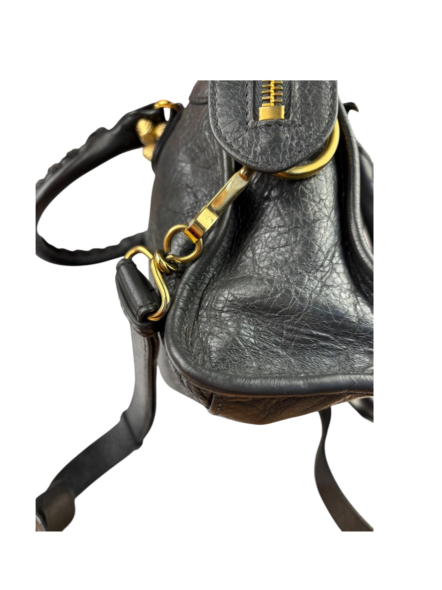 Balenciaga Grey Lambskin Motocross City Two-Way Bag