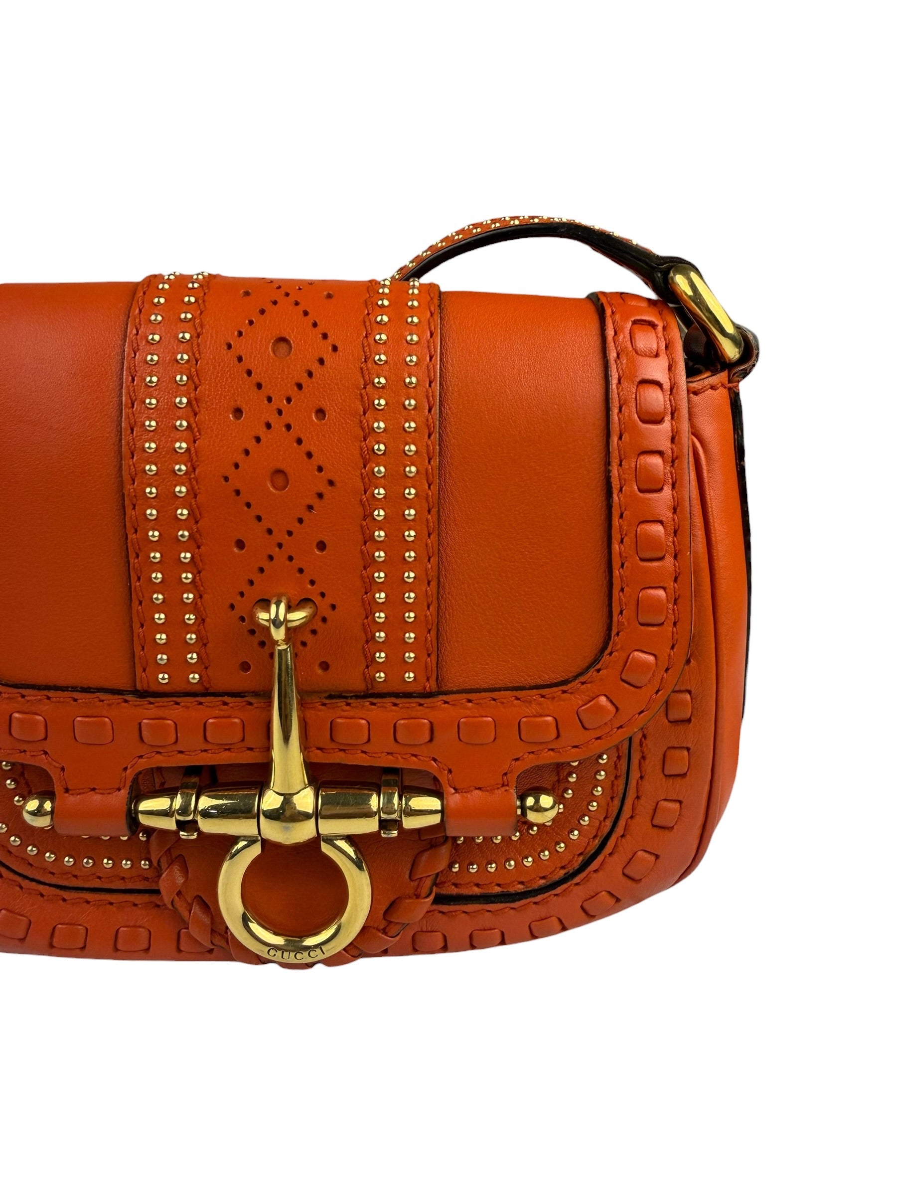 Gucci Orange Leather Snaffle Shoulder Bag