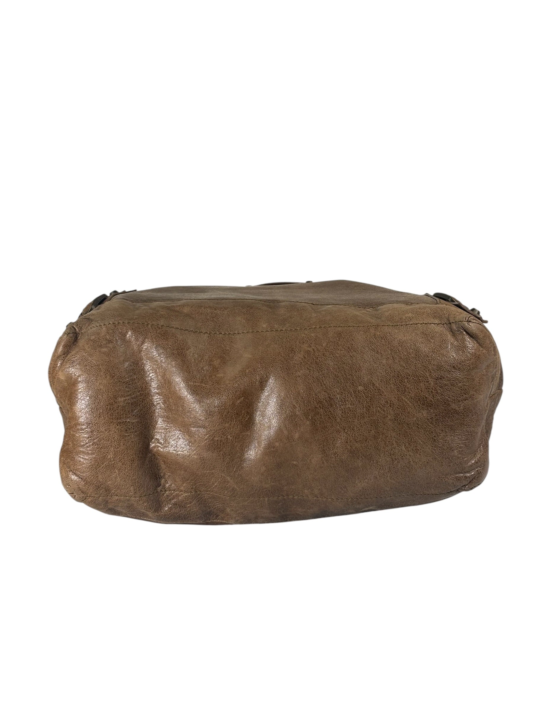 Balenciaga Brown Lambskin Day Moto Hobo Bag