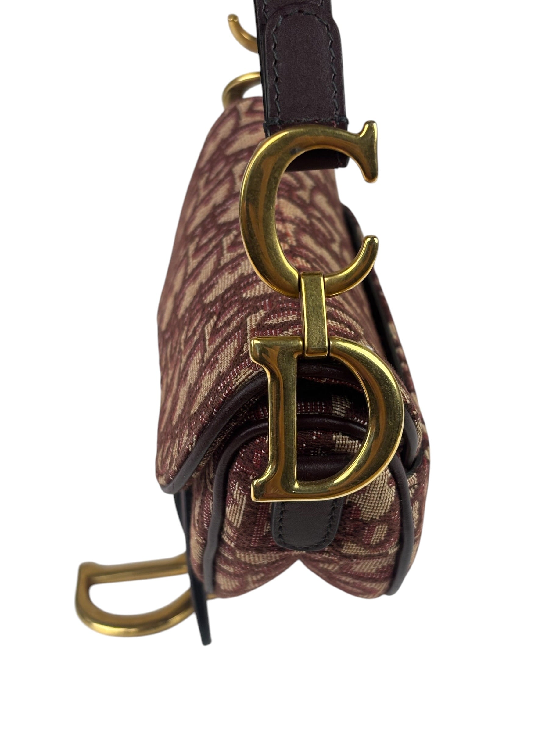 Christian Dior Burgundy Trotter Mini Saddle Bag
