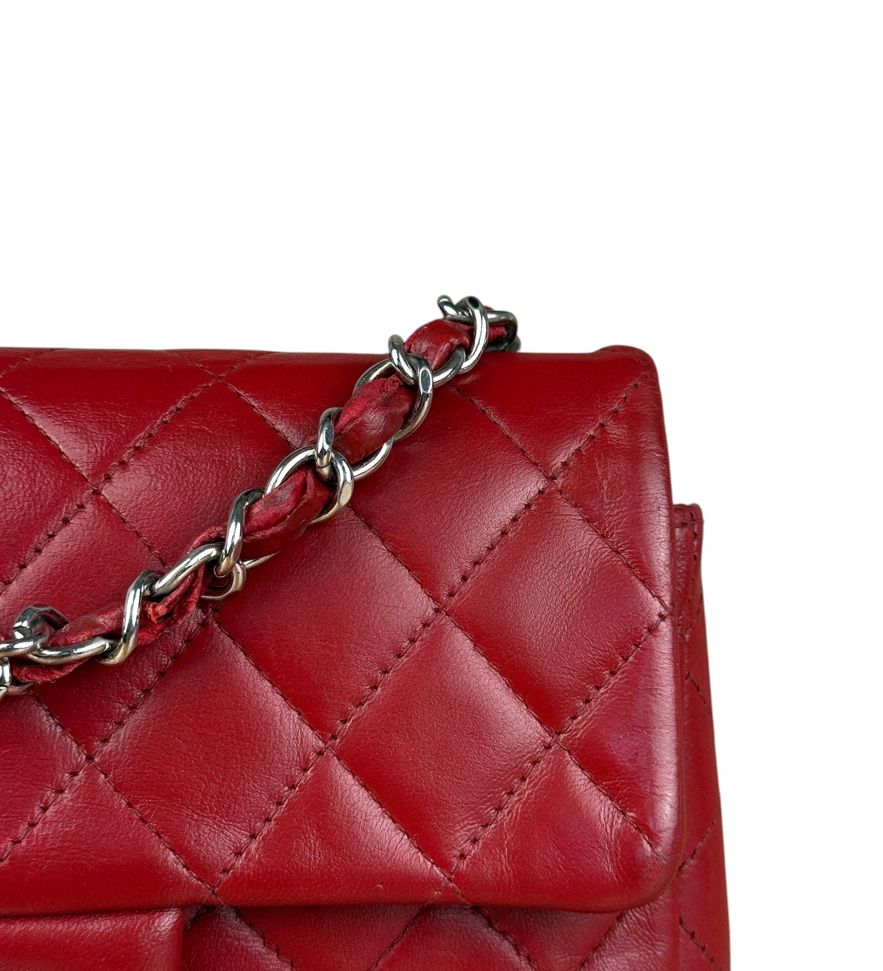 Chanel Red Quilted Leather Classic Mini Flap Bag 2012